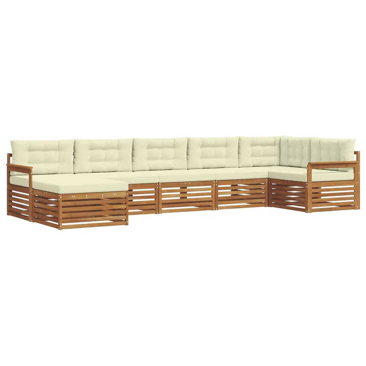 vidaXL Zestawy sof 7 pcs Naturalny i Kremowy Lite Drewno Akacji, Ogród, Wygodny zestaw wypoczynkowy, Siedzenie na zewnątrz, Patio, Nowoczesny taras, Meble wygodne