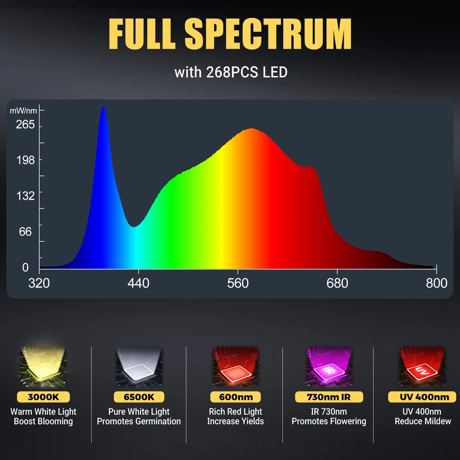 Phlizon PL1000 Led Grow Light z UV IR LED LM281B Ściemnialna lampa łańcuchowa stokrotka o pełnym spektrum wzrostu LED dla pokrycia 0,6mx1,2m (PL-1000)