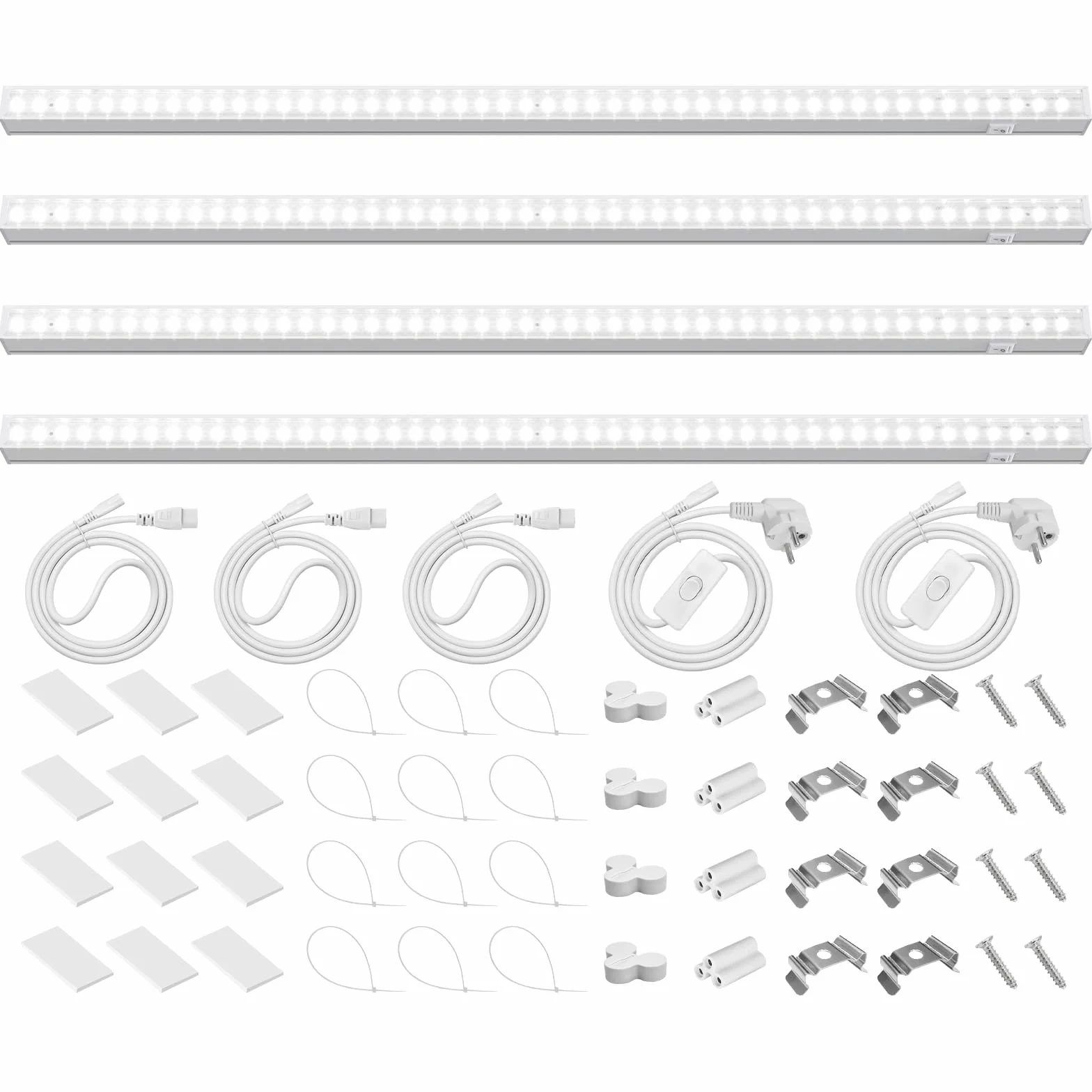 Barrina T5 LED Lampa do Roślin, 59cm, 5000K Pełne Spektrum Światła, 40W (4 x 10W), 2FT Lampy Roślinne z Włącznikiem, Łączone, Do Szklarni, Zestaw 4 szt