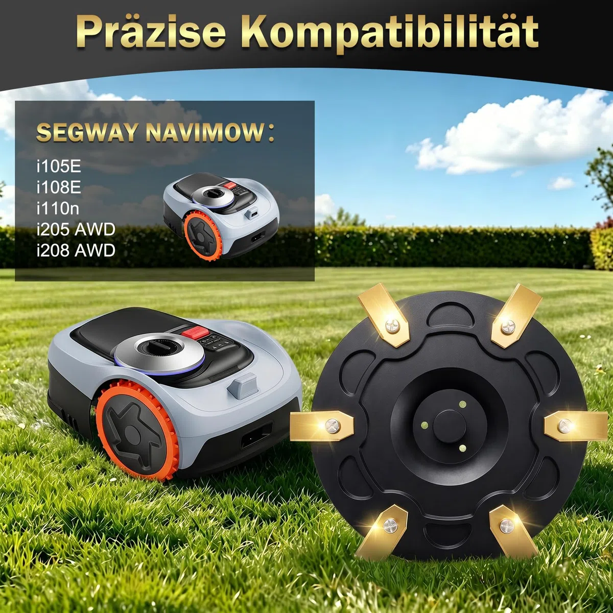 Talerz nożowy z 6 nożami kompatybilny z Segway Navimow i105E, i108E, i110n, i205 AWD, i208 AWD robot koszący, tarcza tnąca robota trawnikowego, obrotowa tarcza