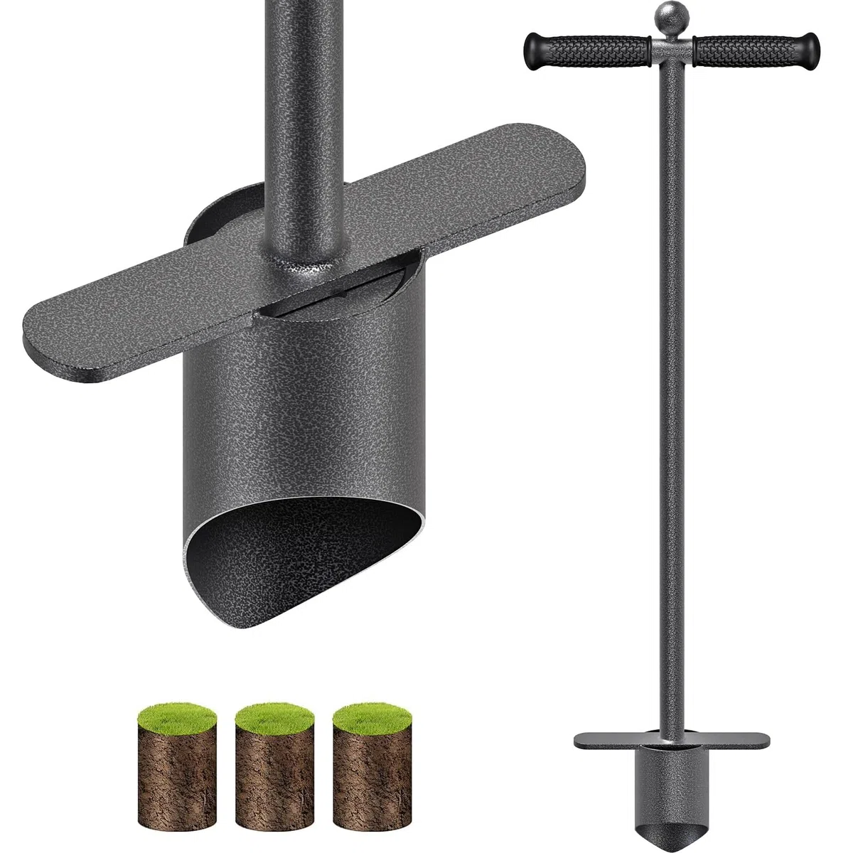 BeneLabel Sadzarka do cebuli, 87 cm, narzędzie do sadzenia roślin, długa łodyga, tulipany, narcyz, narzędzie ogrodowe, głębokość 11,5 cm, z drążkiem do pchania, do zagęszczonej ziemi