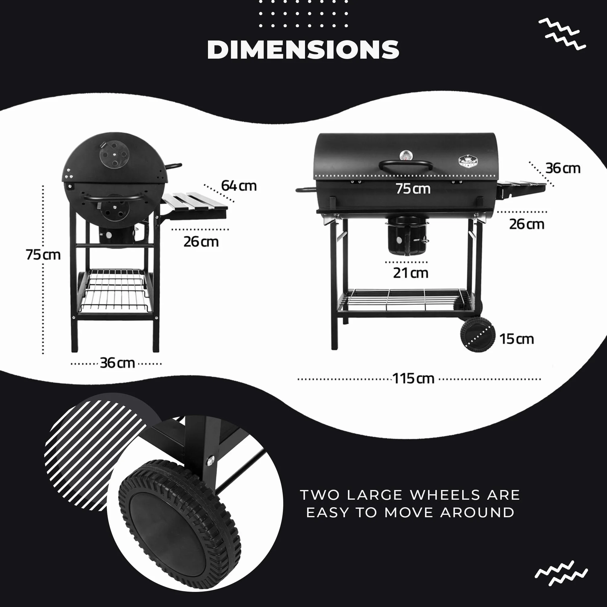 Grill Węglowy Ogrodowy z Pokrywą Przenośny 71x35 cm Five-Star GC0002
