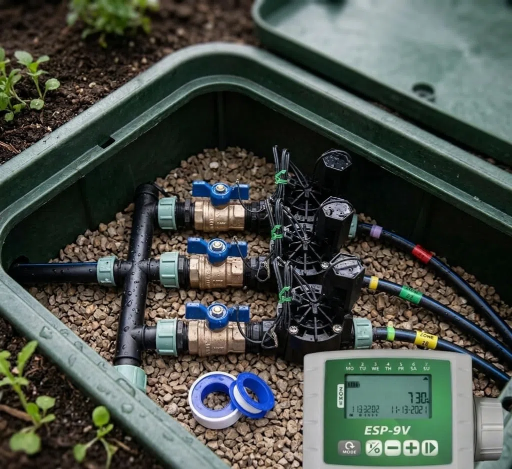 Automatyczny system nawadniania do ogrodu 3-strefowego z elektrozaworem Rain Bird HV 1" 9v