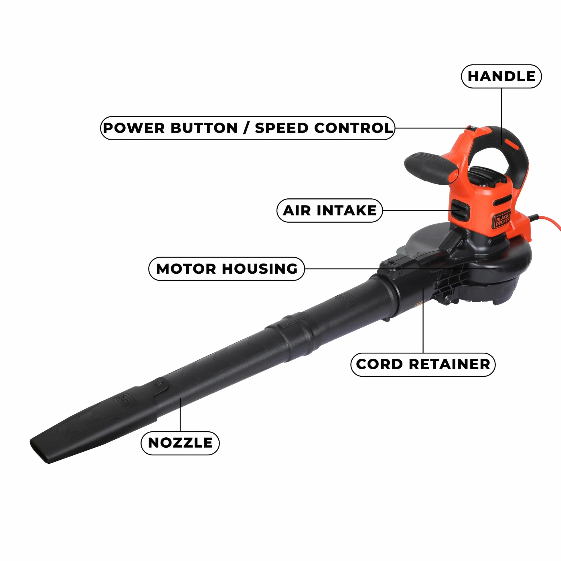 BLACK+DECKER BEBLV300-QS Elektryczny Odkurzacz do Liści 3 w 1 3000 W 72 L