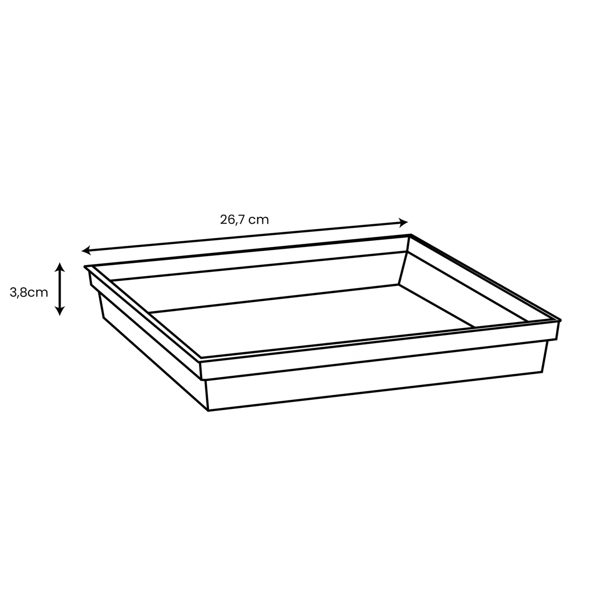 EDA Plastiques Toscane kwadratowy spodek do doniczek na rośliny 13644 BL SX6 26,7 x 26,7 x 3,8 cm