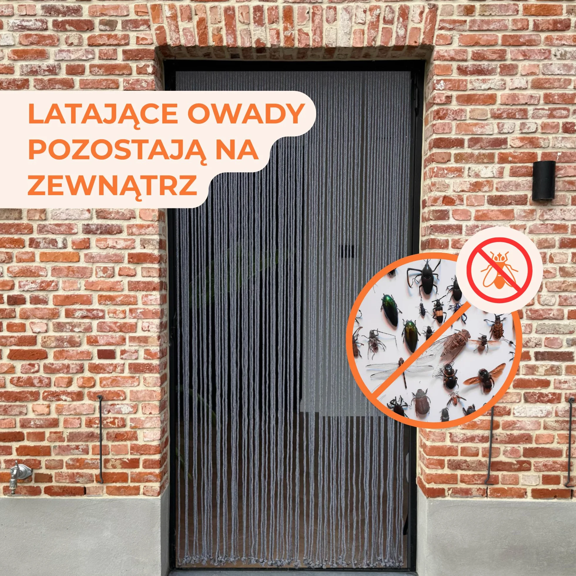 Trentero Zasłona na drzwi 120 x 230 cm ciemnoszara ze sznurkiem ściągającym ochrona przed owadami