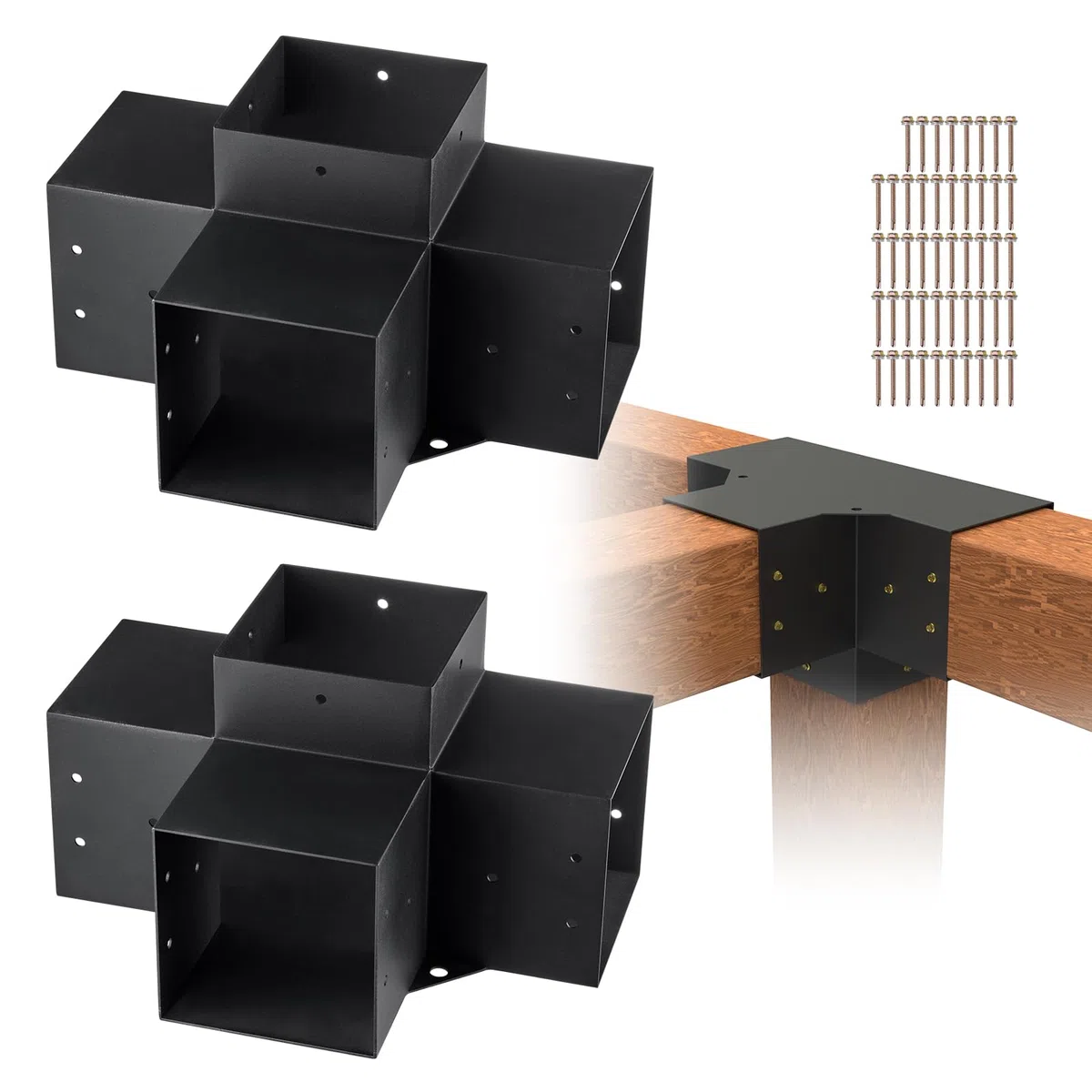 VEVOR Zestaw uchwytów na pergolę 6 x 6 cali 15 x 15 cm drewniany stojak na słupki stolarskie 2 4-drożne wsporniki kątowe podstawa belki sprzętowej DIY do altan, pergoli tarasowych, domków