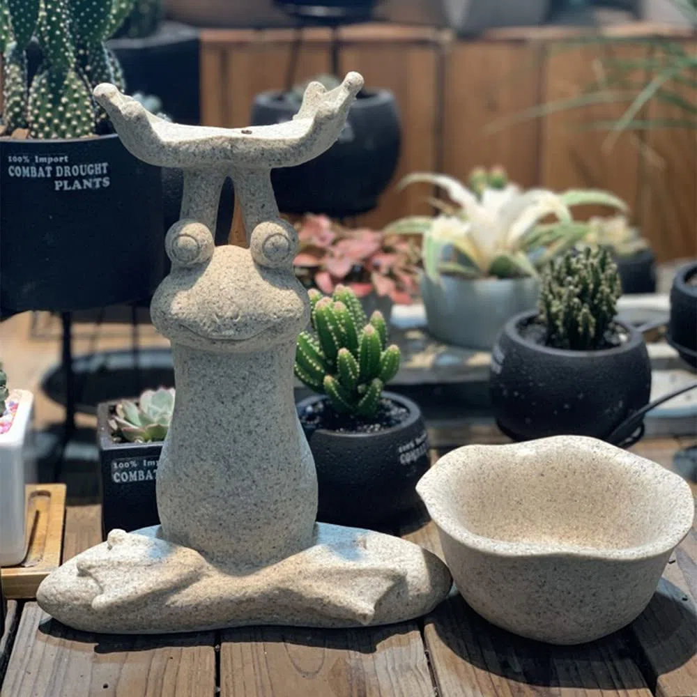 Medytująca joga żaba statuetka - żywica zen zwierzę joga figurka do jogi, żaba kwiat doniczka, klasyczna pozycja jogi, wewnątrz / na zewnątrz rzeźba ogrodowa na patio, podwórko lub trawnik (kolor: A)