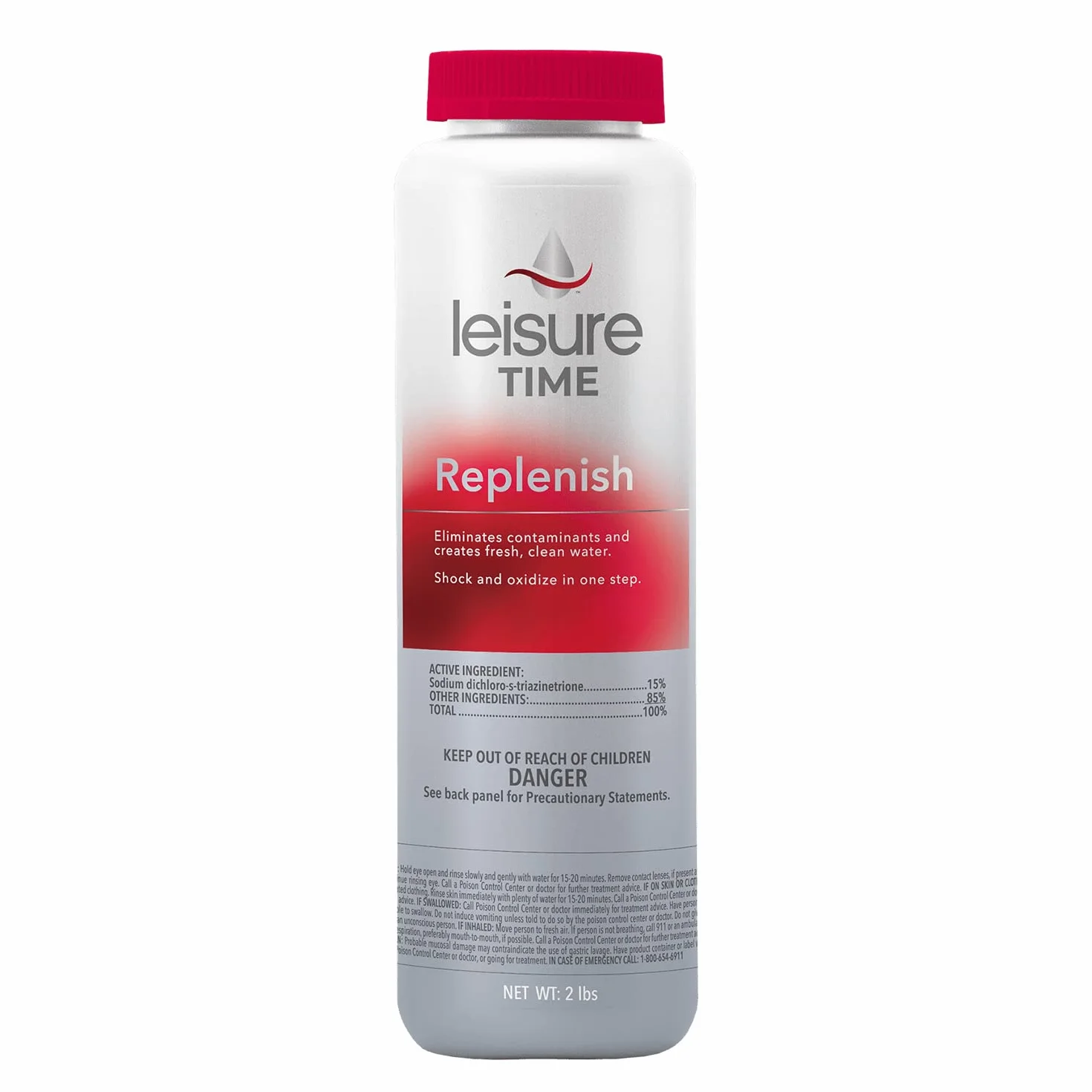 LEISURE TIME 1 kg REPLENISH rozjaśniacz, bufor, utleniacz i spa Shock 45310 do jacuzzi i spa, butelki 2 x 2 funty, łącznie 1,8 kg