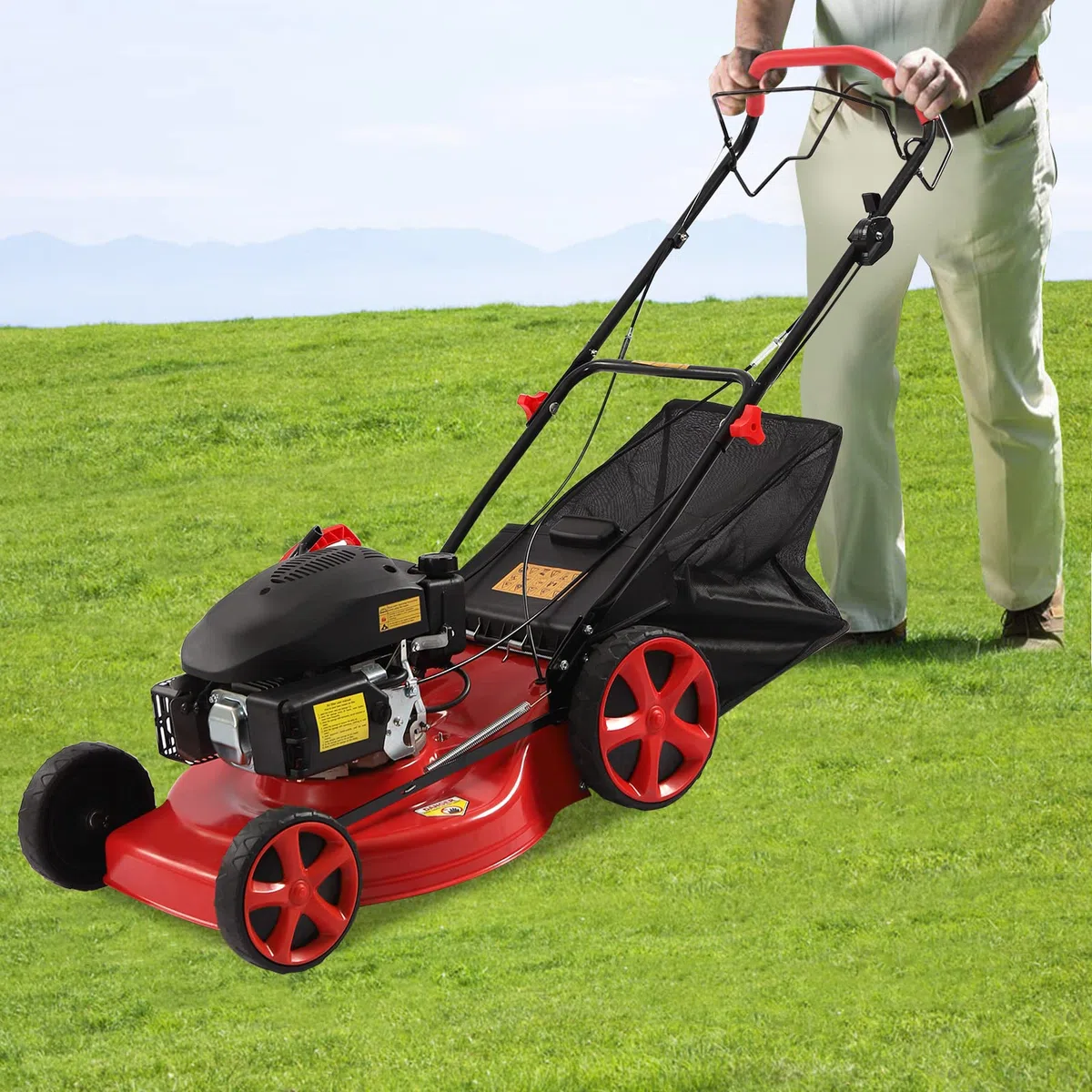 Lawn Mower kosiarka spalinowa 3 w 1, 173 cc, 8 wysokości, szerokość cięcia 51 cm