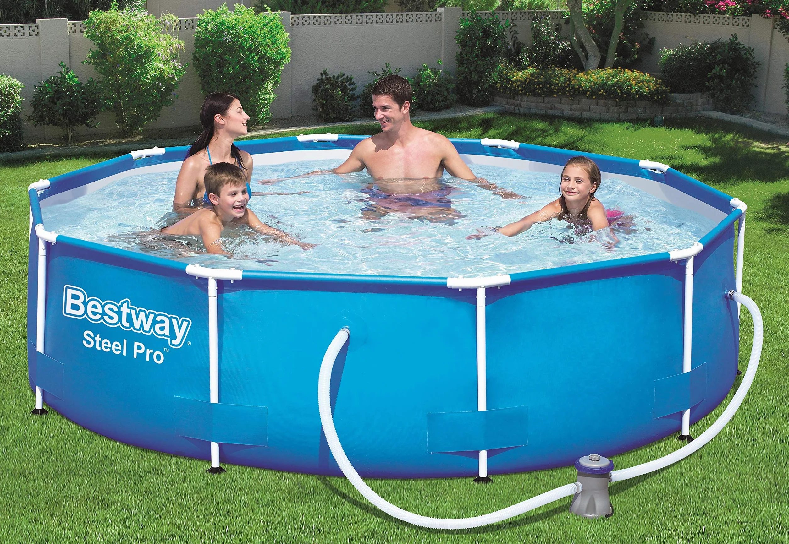 Bestway 56679-GS18 Steel Pro Basen Okrągły Ze Stalową Ramą i Pompą Filtrującą, Niebieski, 305 x 76 cm