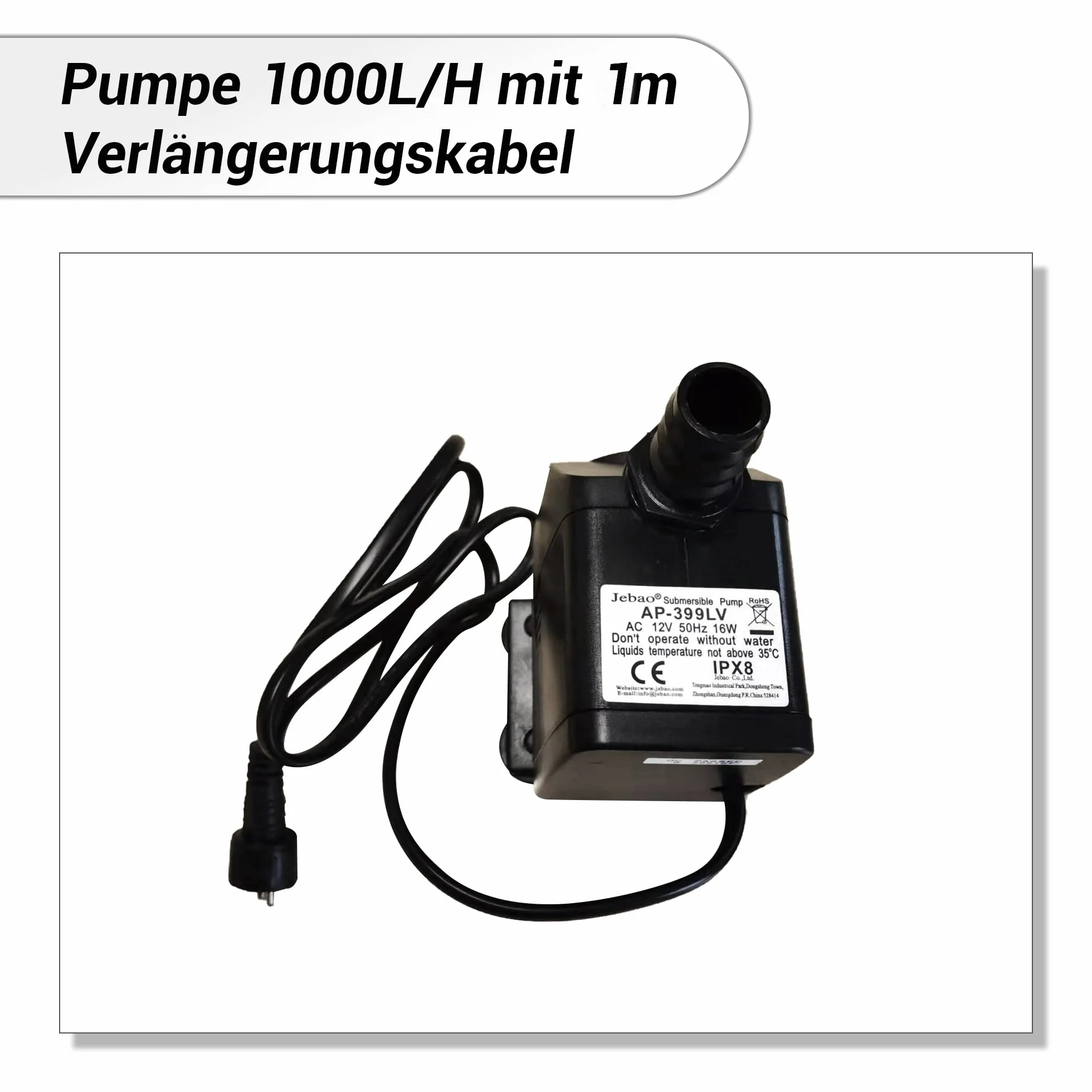 Köhko Kompletny zestaw pomp 1000 l/h do fontanny ogrodowej z 3 diodami LED ciepła biel