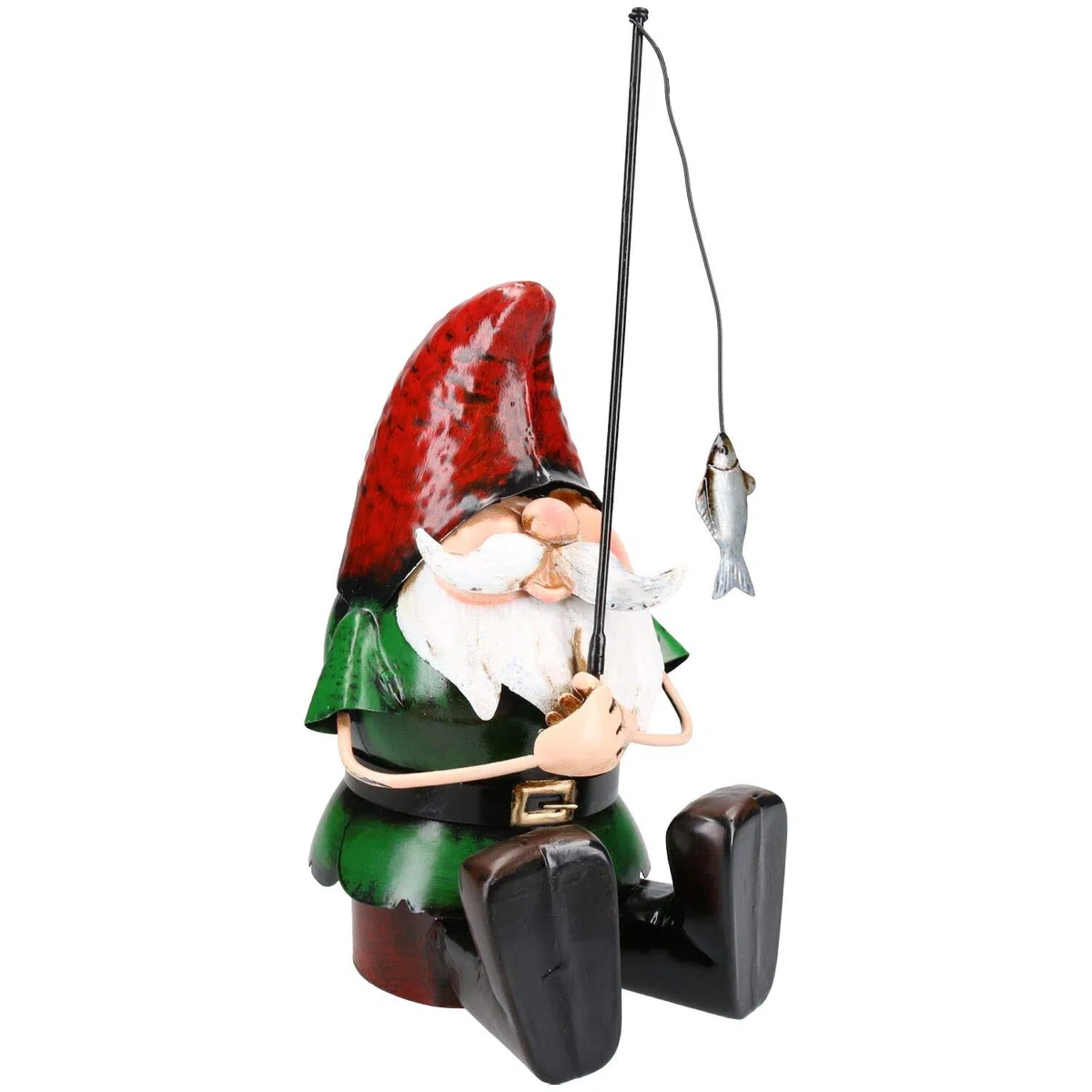 AB Tools Ręcznie malowany metalowy ogród karłat wędkarski prezent ozdoba 20 x 18 x 39,5 cm
