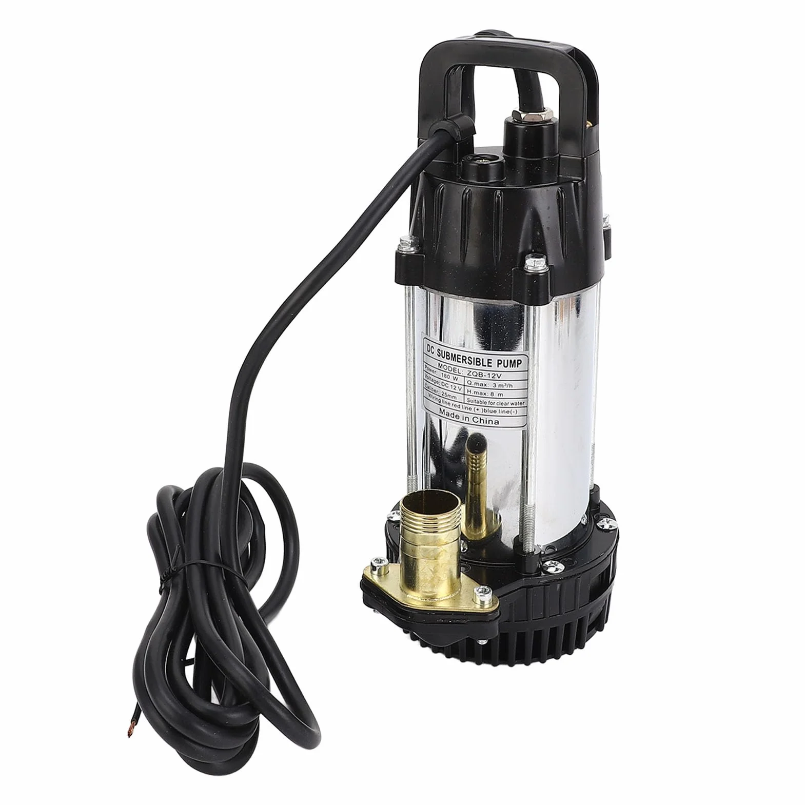 Pompa Głębinowa DC Bezszczotkowy Silnik Miedziany do Gospodarstw Ranczowych, Mocna Obudowa Uszczelniająca, Zintegrowana Pompa 12 V 180 W 3 Metry³/h 8 M Podnośnik Opróżniająca Basen do