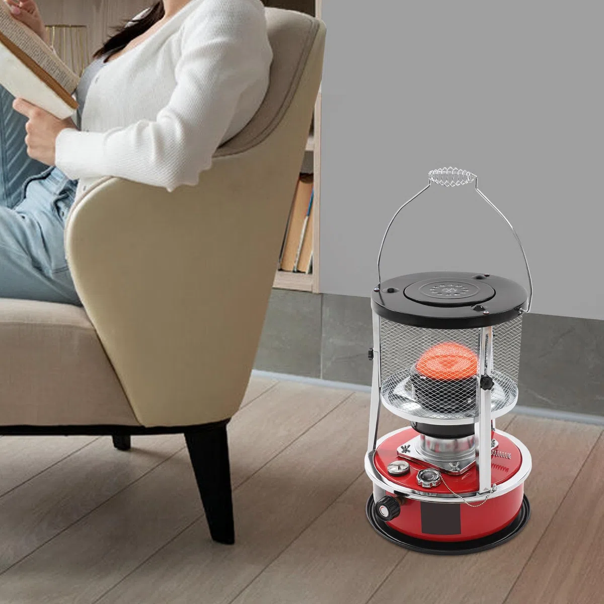 Ogrzewanie naftowe 8000BTU | zbiornik 1,37 Gal | czas pracy 18 h | kemping i garaż | Przenośny grzejnik naftowy | 15-18 m² | ręczny zapłon | outdoorowy