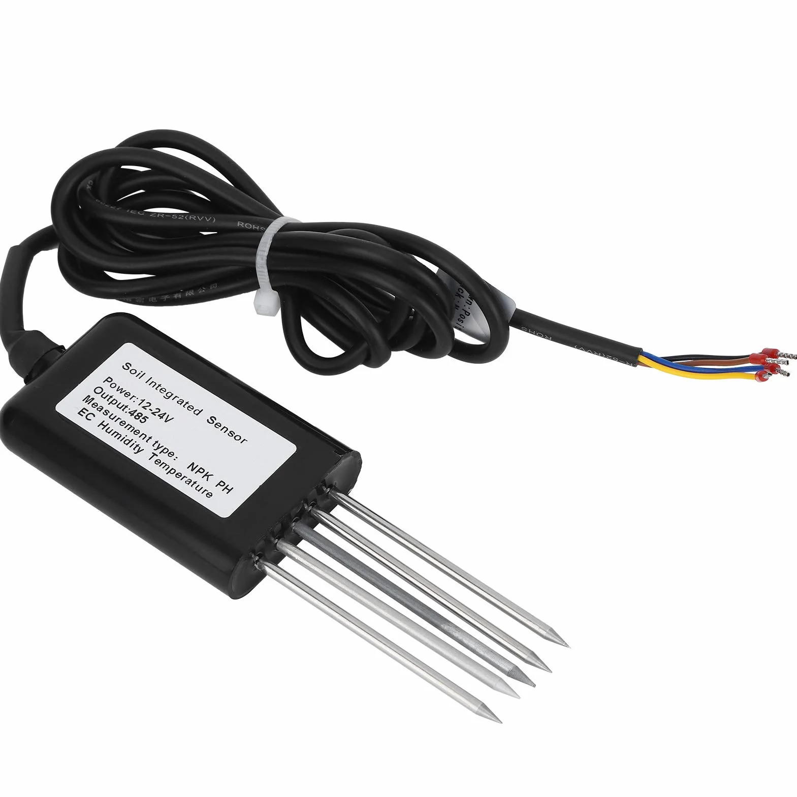 Czujnik Gleby Tester pH NPK Wilgotności EC Przewodności Temperatury IP68 13,8x4,5 cm Plastik Stal Żywica Epoksydowa