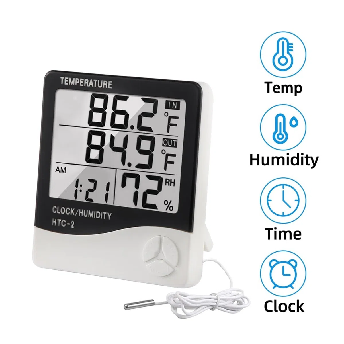 LCD elektroniczny cyfrowy miernik temperatury i wilgotności termometr higrometr wewnętrzna zewnętrzna stacja pogodowa budzik, typ B