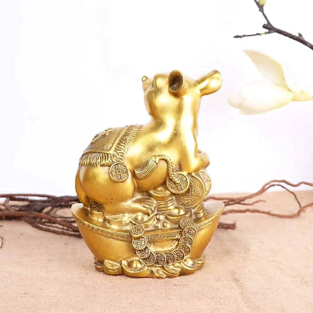 Rzeźba Ogrodowa, Figurki Herbaciane, Zwierzęta Zodiakalne Z Czystego Mosiądzu, Figurki Szczura Zodiakalnego, Figurka Dekoracyjna Chińskiego Feng Shui Do Domu I Biura, Rzeźba Bogactwa I Powod