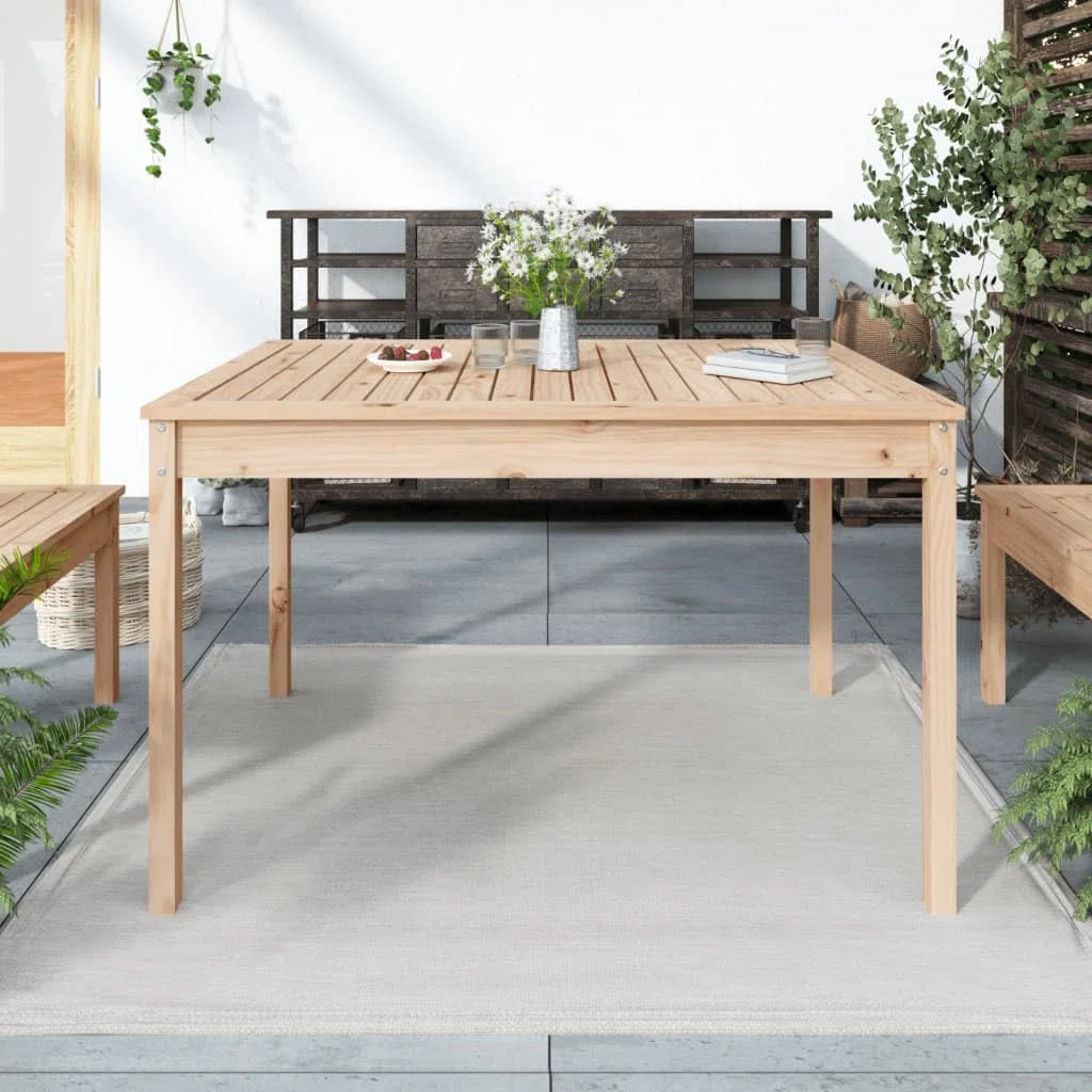 Klasyczny stół ogrodowy z litego drewna sosnowego, 121 x 82,5 x 76 cm, na taras, balkon i do ogrodu – stabilna rama drewniana, wytrzymały blat stołu do napojów i dekoracji, w zestawie