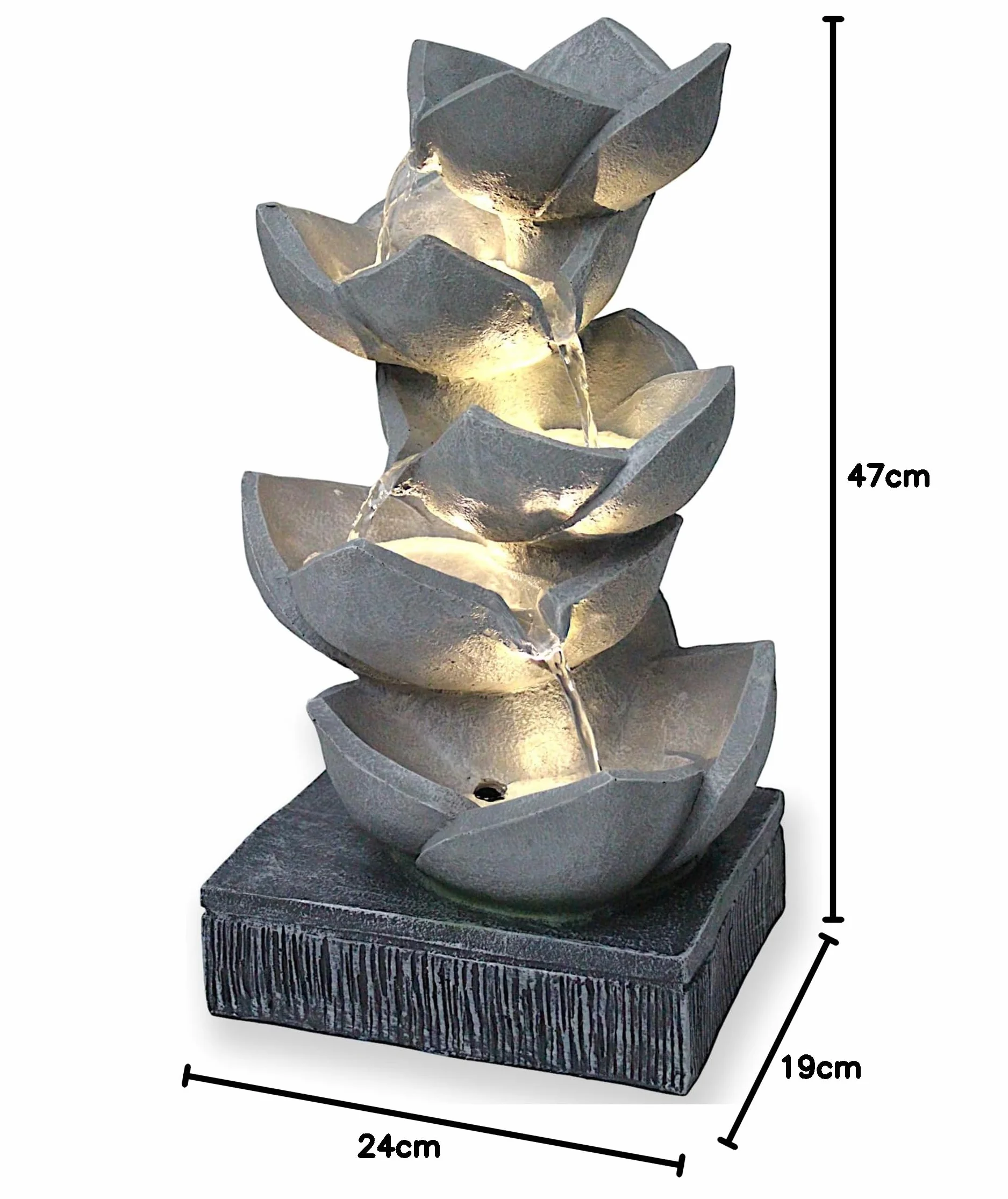 Fontanna BK901 z oświetleniem LED, fontanna ogrodowa, rzeźba, figurka ogrodowa, gra wodna, 47 cm, kaskada, fontanna pokojowa, dekoracja ogrodowa