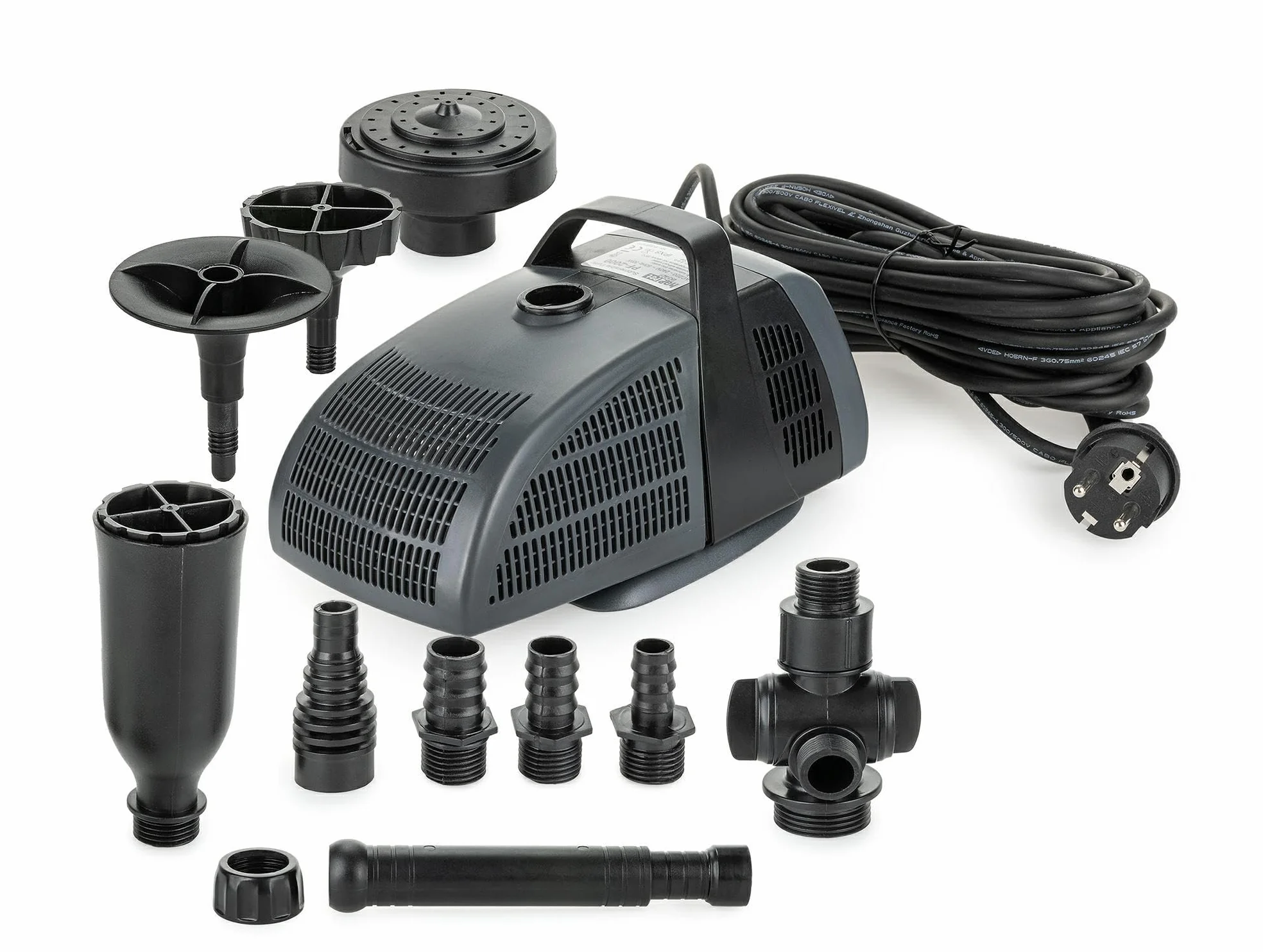 HAPPET Pompa PF 3000 – Do Fontann, Oczek Wodnych, Filtrów i Kaskad – 3000 l/h, 2.8 m Podnoszenia, Ceramiczna Oś, Niskie Zużycie Energii, 10 m Przewodu