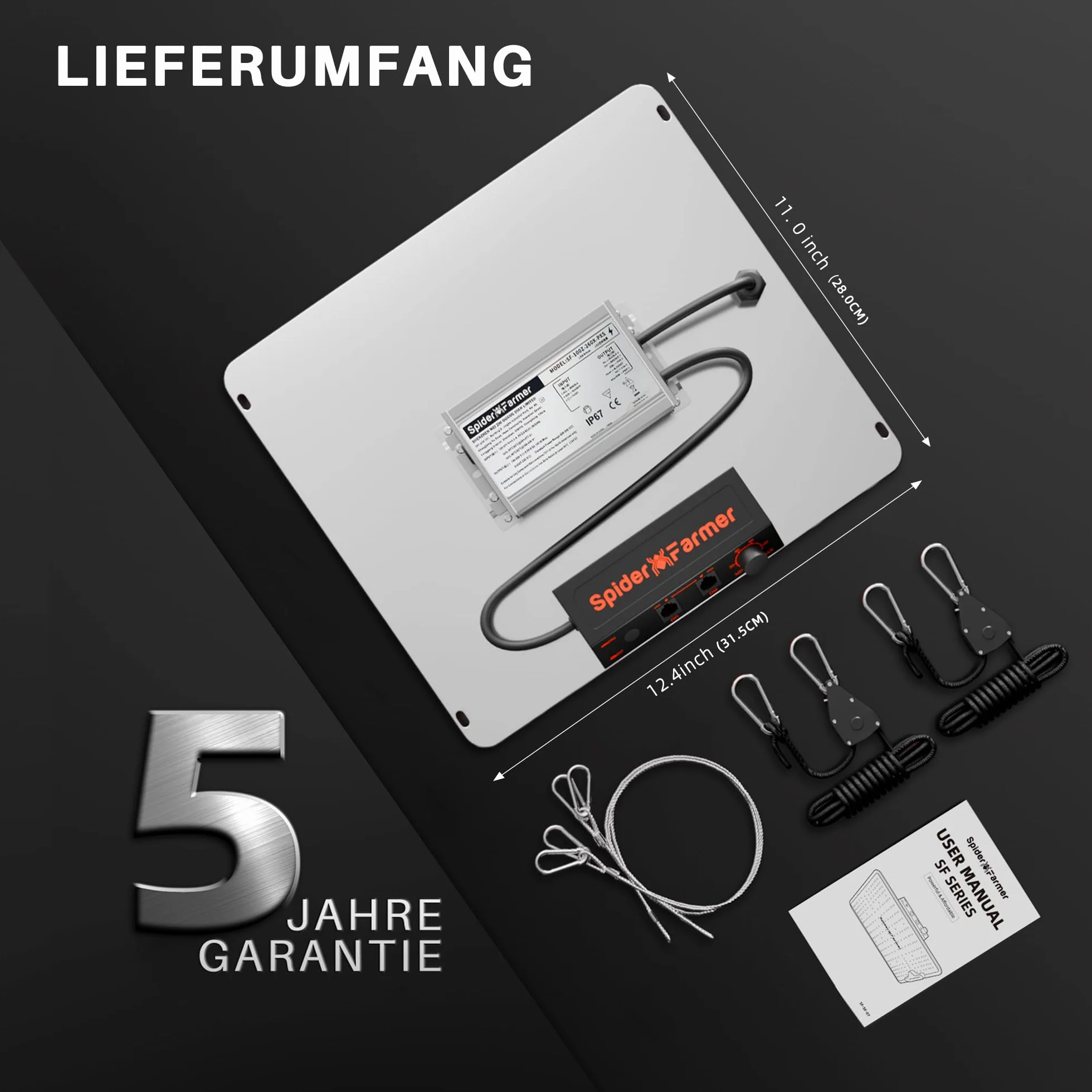 Spider Farmer LED Grow Lampe SF1000D LED Pełne spektrum Lampa do uprawy roślin z diodami Samsung LM301B 100W Pokrywa 60x60 cm Lampa do wzrostu do uprawy roślin w szklarni, rośliny pokojowe, warzywa
