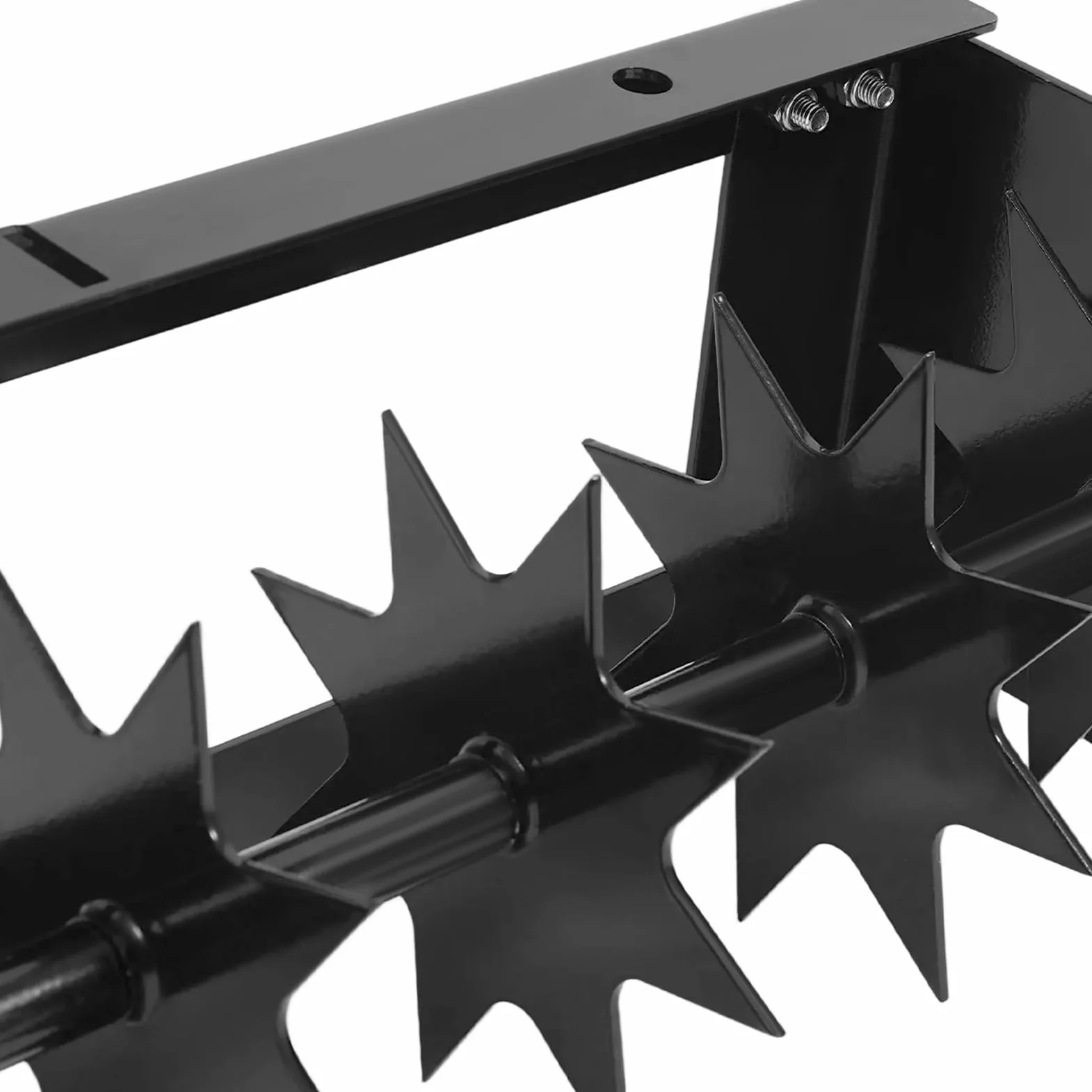 Napowietrzacz do trawy, 81 cm, do kosiarki z siedziskiem, 8-gwiazdkowy aerator o głębokości roboczej 5 cm, wałek do aeratora trawnika do ogrodu i trawnika, dodatkowy ciężar 45 kg (czarny)
