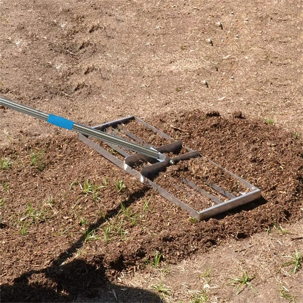 Wyrównywacz trawnika z długim uchwytem, grabie do wyrównywania trawnika ze stali nierdzewnej, narzędzie do wyrównywania trawnika do gleby, trawy, pola golfowego, narzędzie do wyrównywania trawnika,