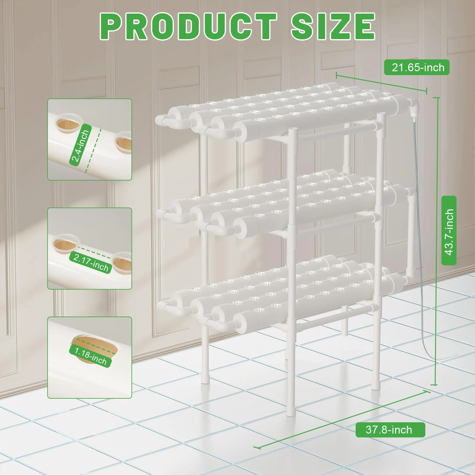 Hydroponic System Hydroponic Grow Kit bezglebowe systemy do uprawy roślin, 108 miejsc dla roślin, 3 warstwy, rośliny, warzywa, hydroponika, do domu, na balkon, do ogrodu, na balkon