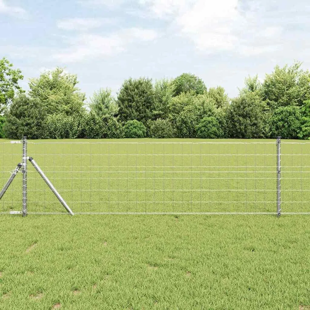 Srebrne ogrodzenie euro, 0,6 x 25 m, cynkowane ogniowo, trwała bariera zewnętrzna do ogrodu, na taras, odporna na warunki atmosferyczne, nierdzewne, łatwe w pielęgnacji