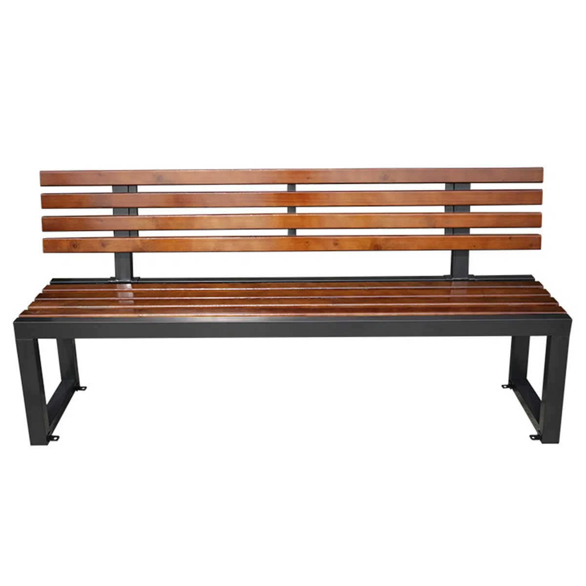 Ławka zewnętrzna 150 x 40 x 75 cm, 3-osobowa ławka ogrodowa z drewna sosnowego, z metalową ramą, trwała, na patio, na balkon, werandę, idealna do przestrzeni na zewnątrz