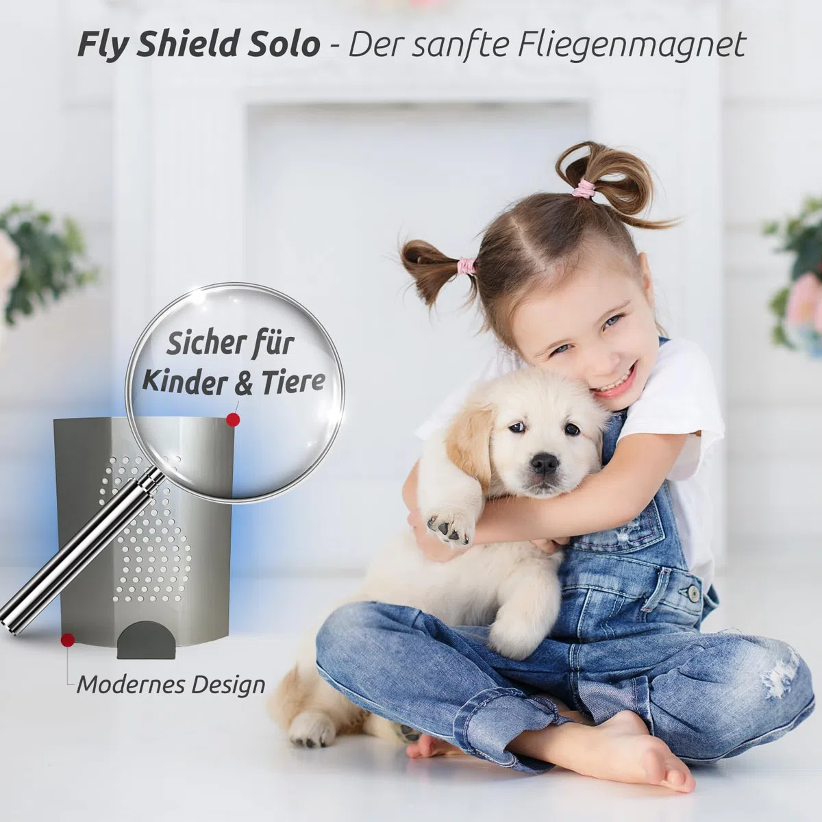 Fly-Shield Solo – wydajna pułapka na muchy UV | ochrona przed komarami i pułapka na muchy | przyjazna dla środowiska i higieniczna | pułapka samoprzylepna z lampą UV