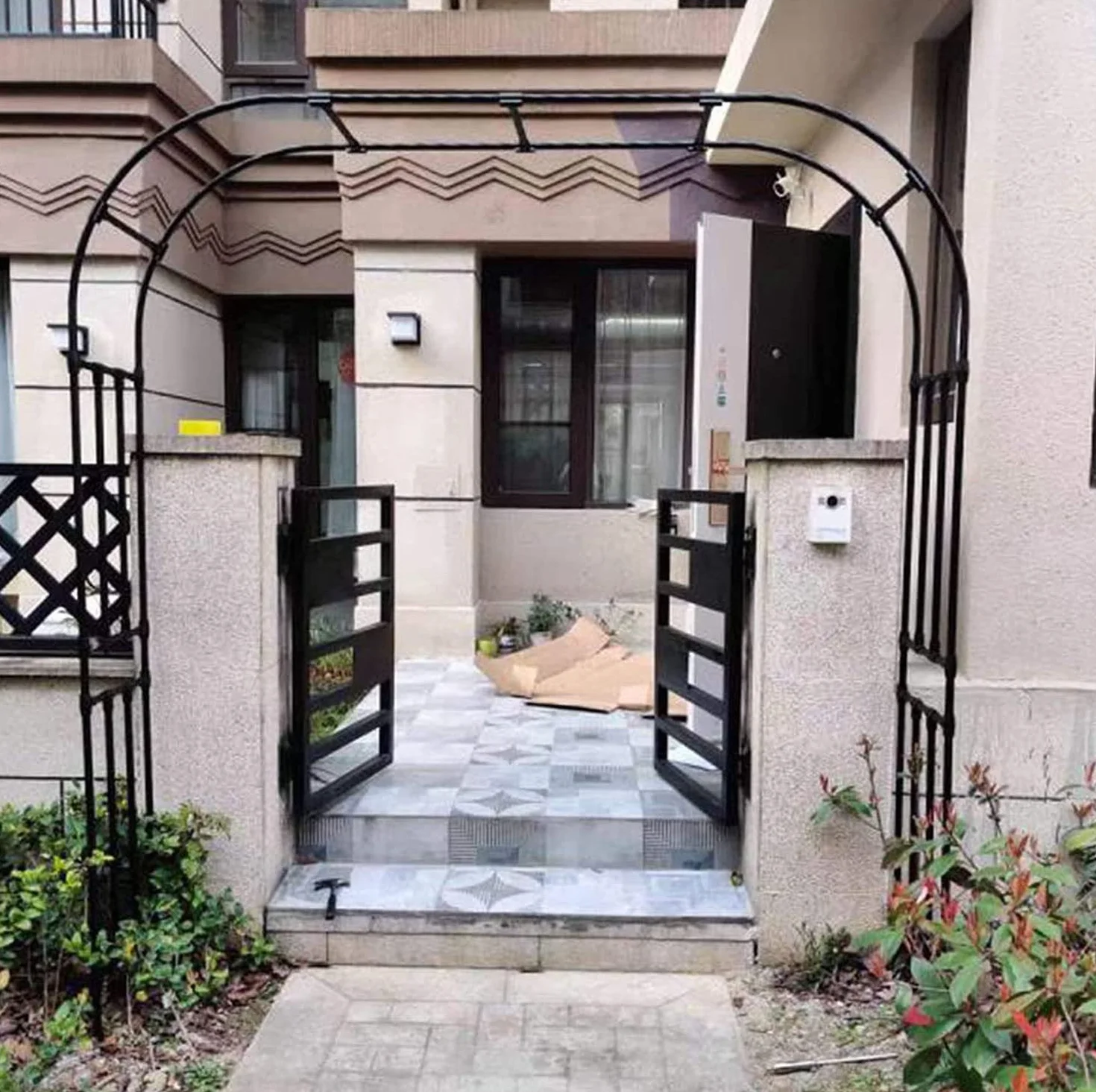 Metalowy łuk ogrodowy, wytrzymała pergola, wszystkie rodzaje roślin pnących, zewnętrzny dekoracja ślubna, czarny - 150 x 240 cm / 59 cali x 94 cali