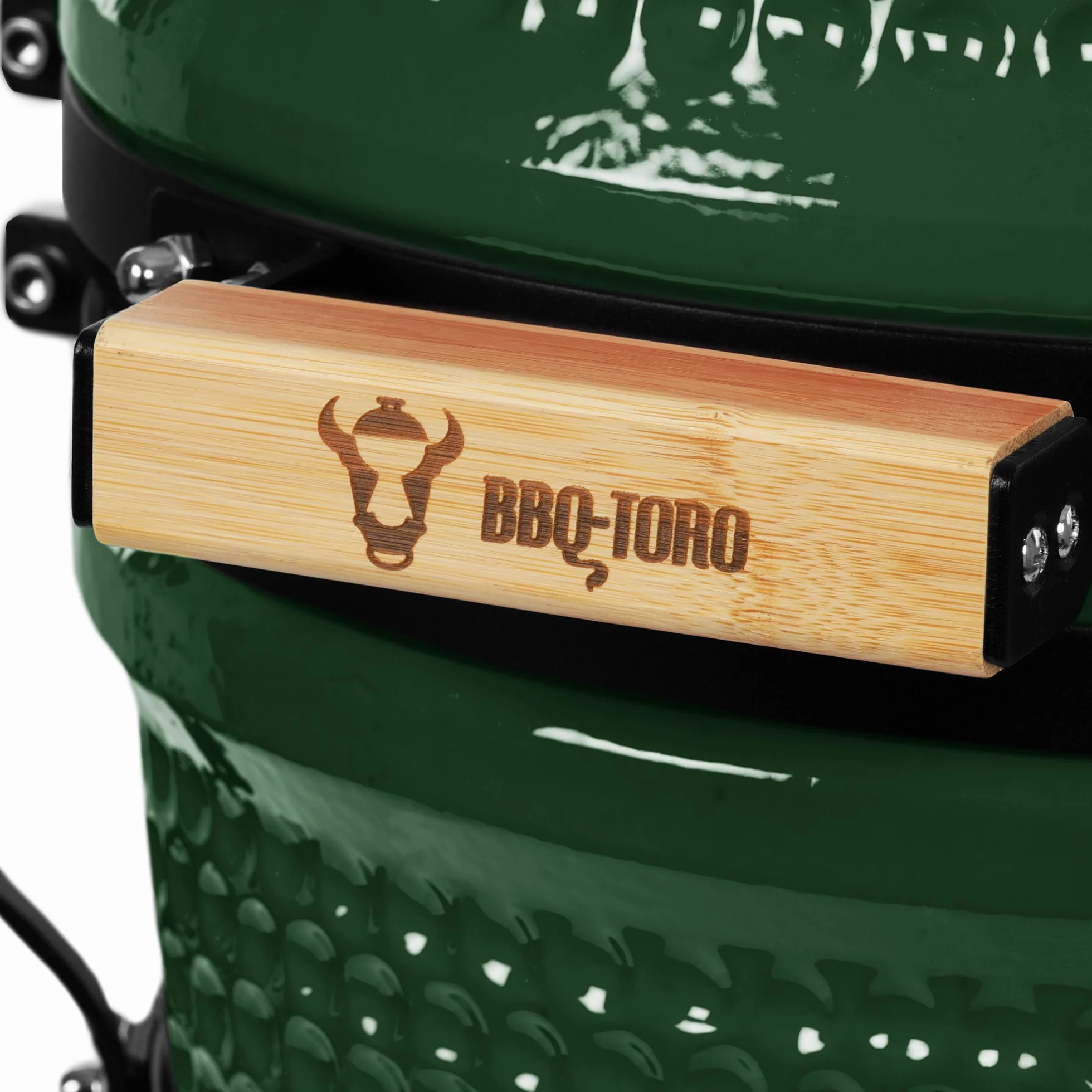 BBQ-Toro Kamado Grill Haiiro grill na węgiel drzewny, Ø 32 cm, zielony, mini grill na węgiel drzewny z termometrem i drewnianymi uchwytami, ceramiczny grill okrągły, ceramiczny grill, jajko, wędzarnia