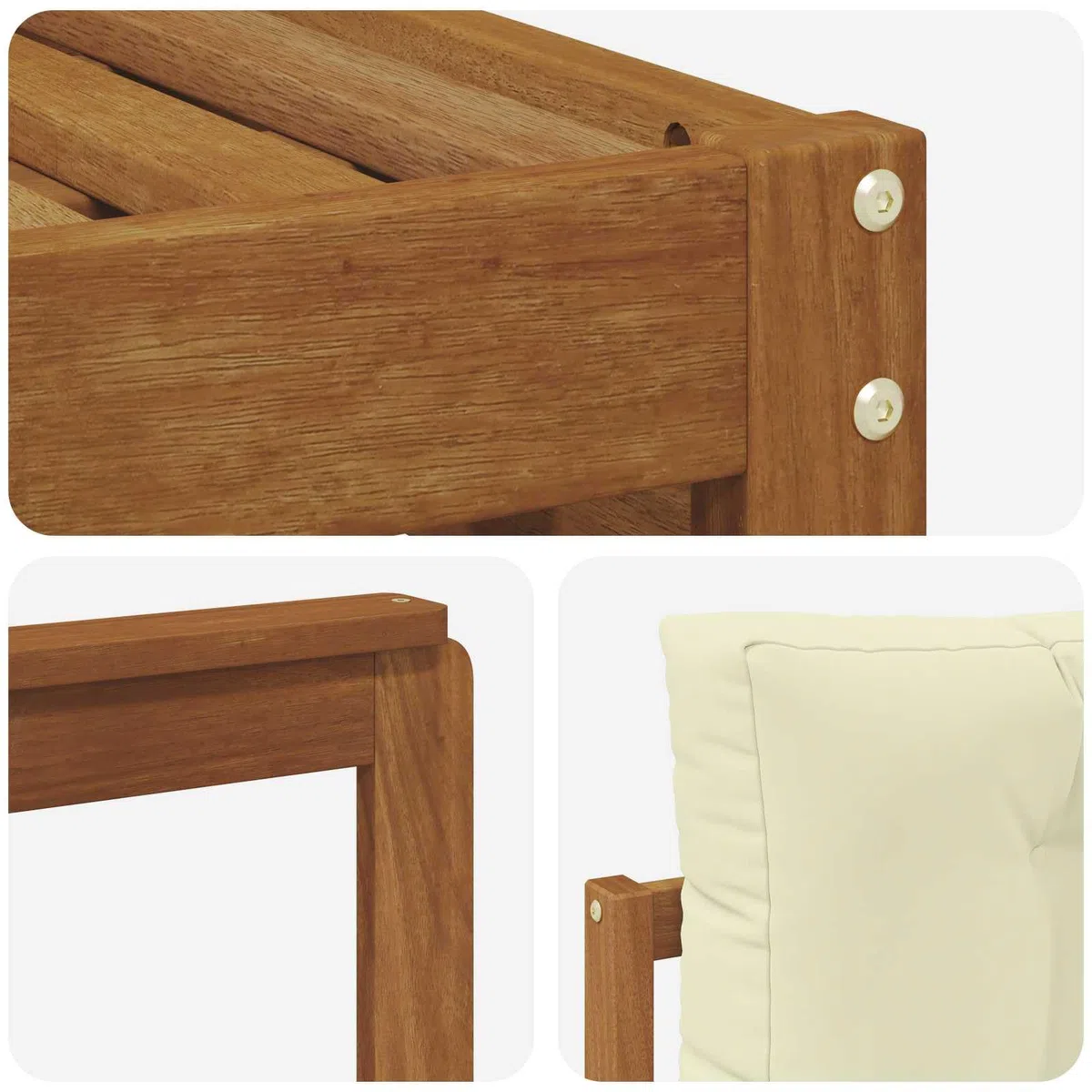 vidaXL Zestawy sof 7 pcs Naturalny i Kremowy Lite Drewno Akacji, Ogród, Wygodny zestaw wypoczynkowy, Siedzenie na zewnątrz, Patio, Nowoczesny taras, Meble wygodne