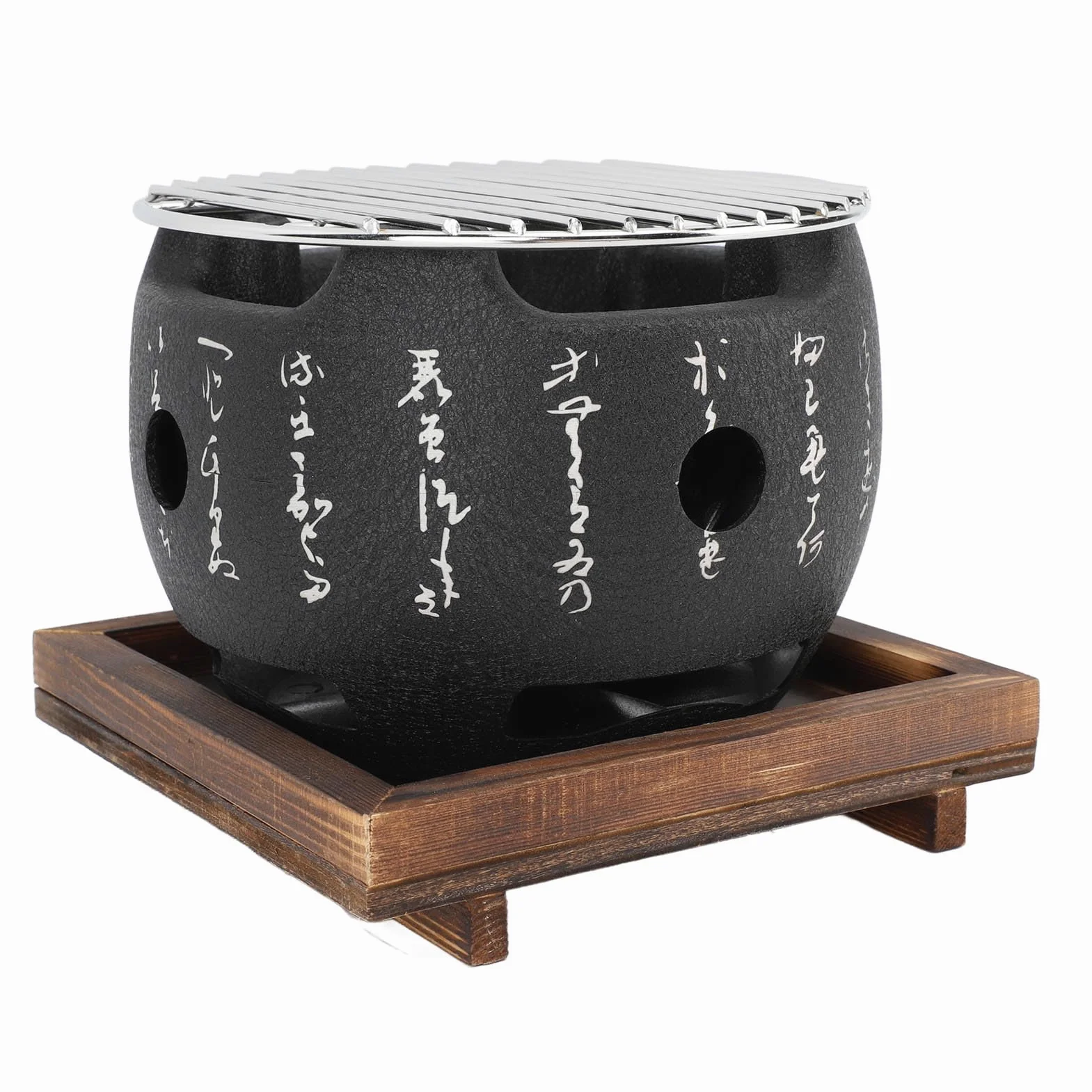 LiebeWH Grill w Stylu Japońskim Mini Piec na Węgiel Drzewny ze Stopu Aluminium Przenośny Okrągły Grill z Szybkim Nagrzewaniem Nawet Gotowanie dla Domu Rodzina Kemping Szaszłyki Warzywa (L)