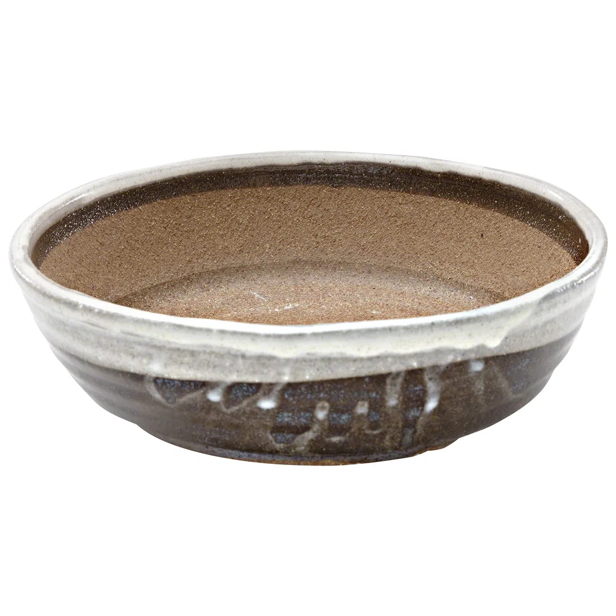 Wazakura Shigaraki Series Stripe Glazurowana ceramiczna doniczka bonsai z drenażem, 21 cm, wyprodukowana w Japonii, ręcznie robiony ogrodowy pojemnik treningowy, japońska doniczka na kwiaty, miska na