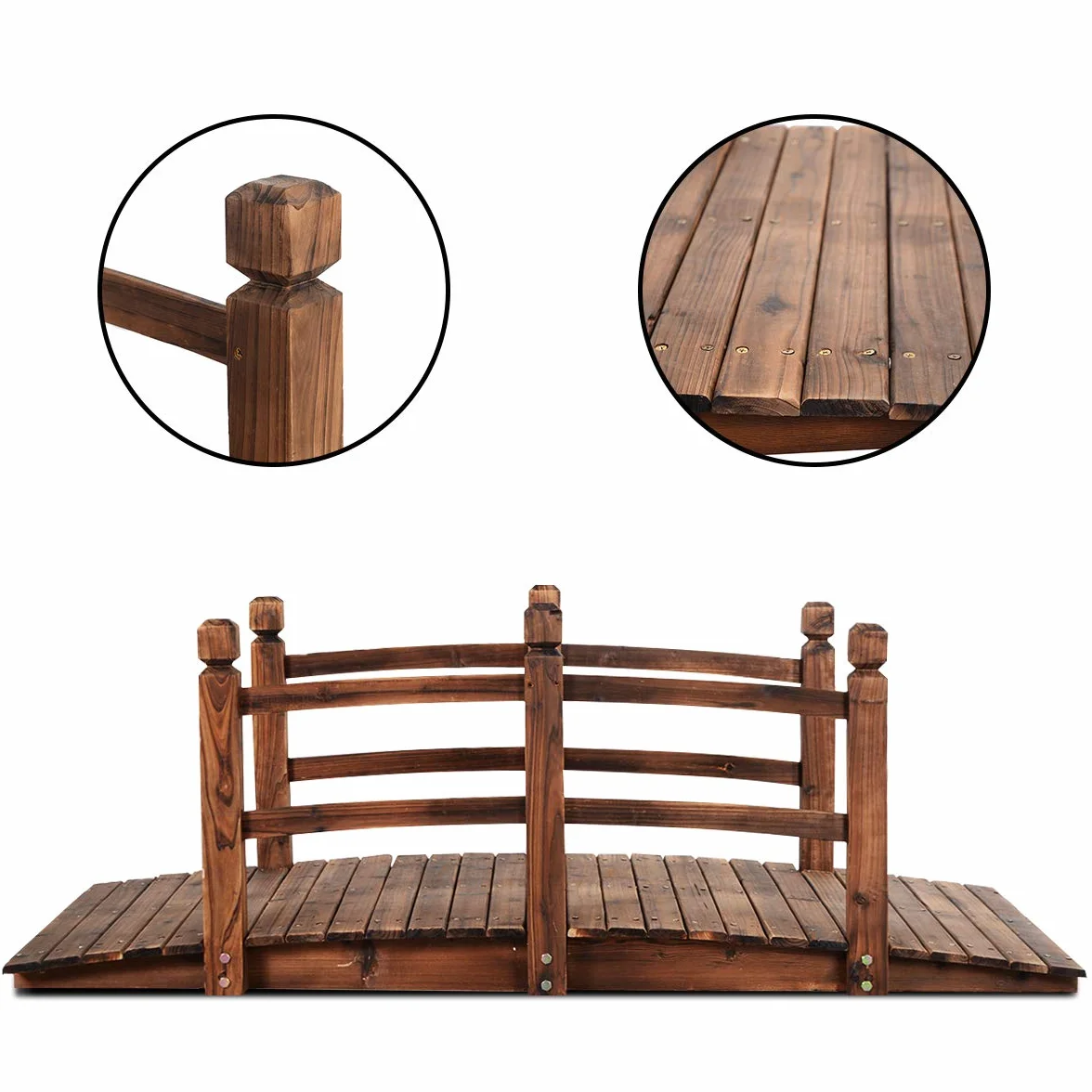 GOPLUS Drewniany most ogrodowy do 100 kg brązowy 150 x 67 x 55 cm