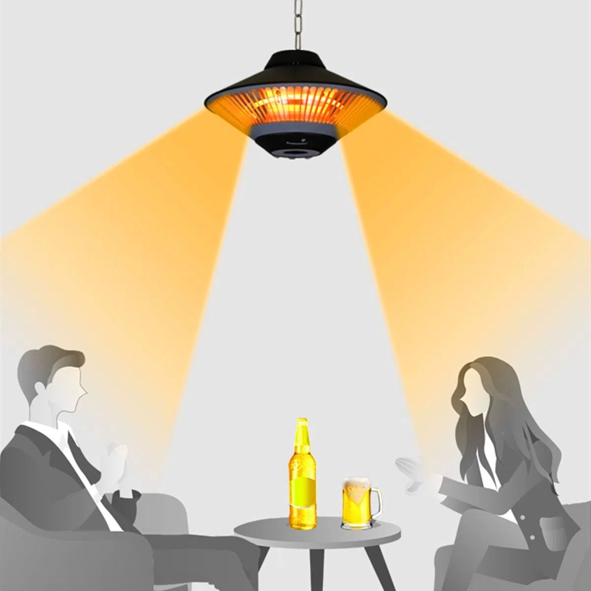 Wiszący grzejnik elektryczny, grzejnik tarasowy 1500 W, wodoodporny, szybko nagrzewający się przenośny parasol lampa grzewcza do wewnątrz/na zewnątrz little surprise