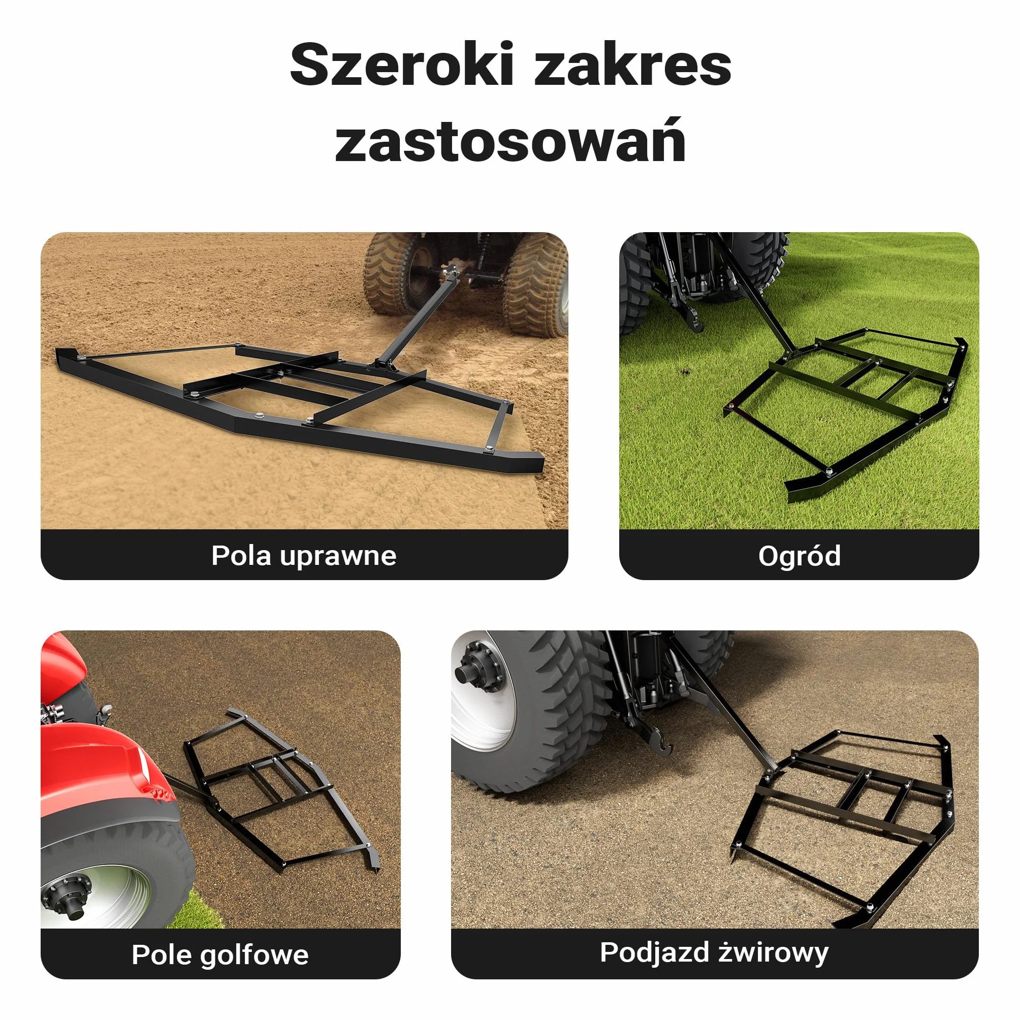 Wiltec Brona 172 x 90 cm do kosiarek i ATV, brona łąkowa ciągniona 66" do uprawy i wyrównywania gleby