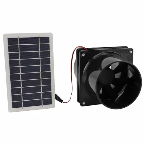 Wentylator Wyciągowy Zasilany energią słoneczną 10 W 12 V do Rur Okrągłych, Zestaw Wentylatora z Panelem Słonecznym ABS, Idealny do Domów dla Zwierząt, Kurników, Pojazdów