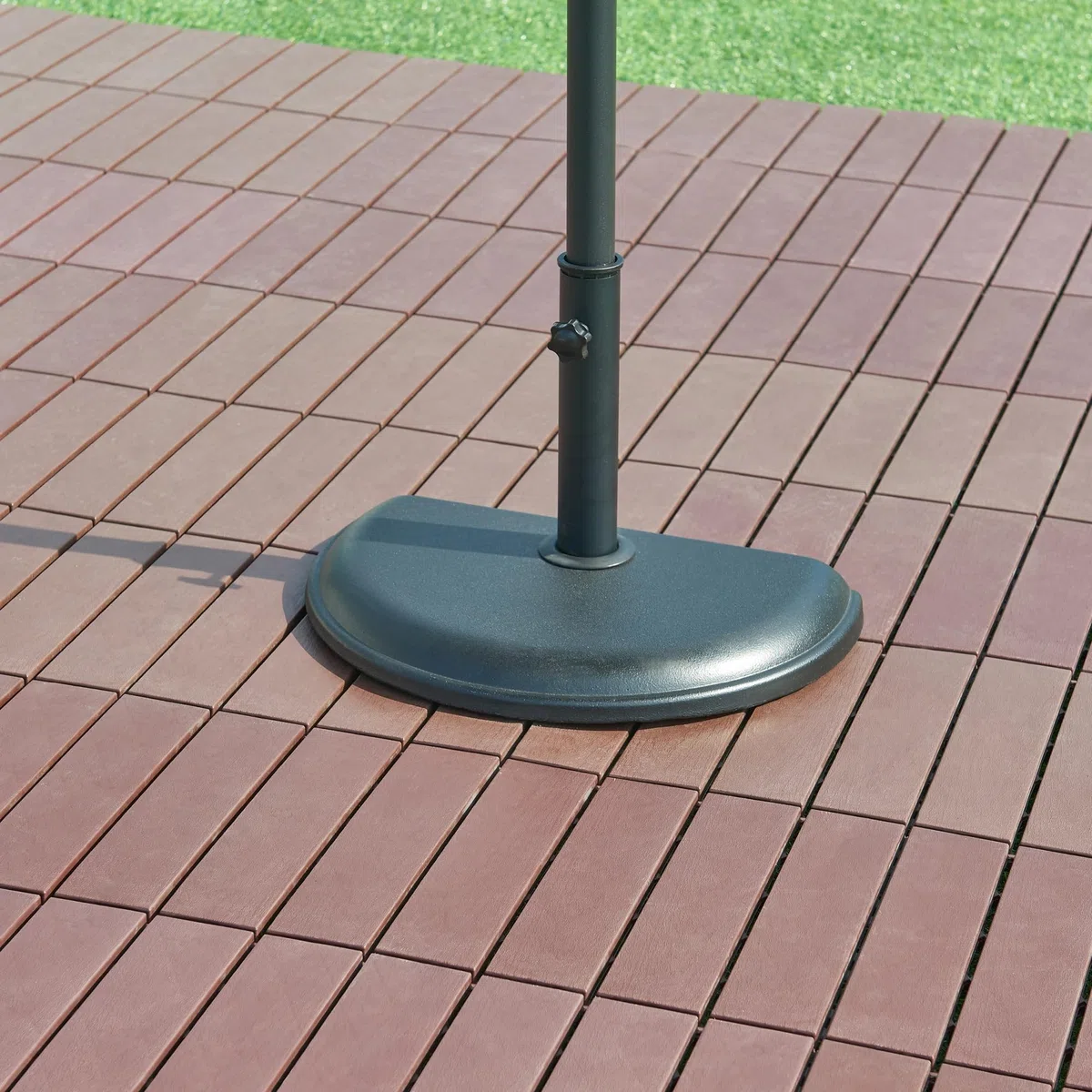 casa.pro stojak na parasole Bisenti stojak na parasol betonowy stojak na parasole Ø 33/37/41/48 mm 45 x 29 x 4,5 cm półokrągły wraz z adapterami czarny
