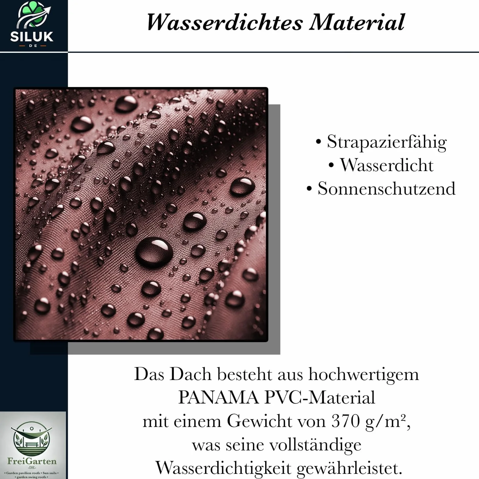 Zapasowy dach do altany freigarten.de, 3 x 3 m, wodoszczelny, materiał: Polichlorek winylu Panama Soft 370g/m², ekstra mocny, model 2 (brązowy)
