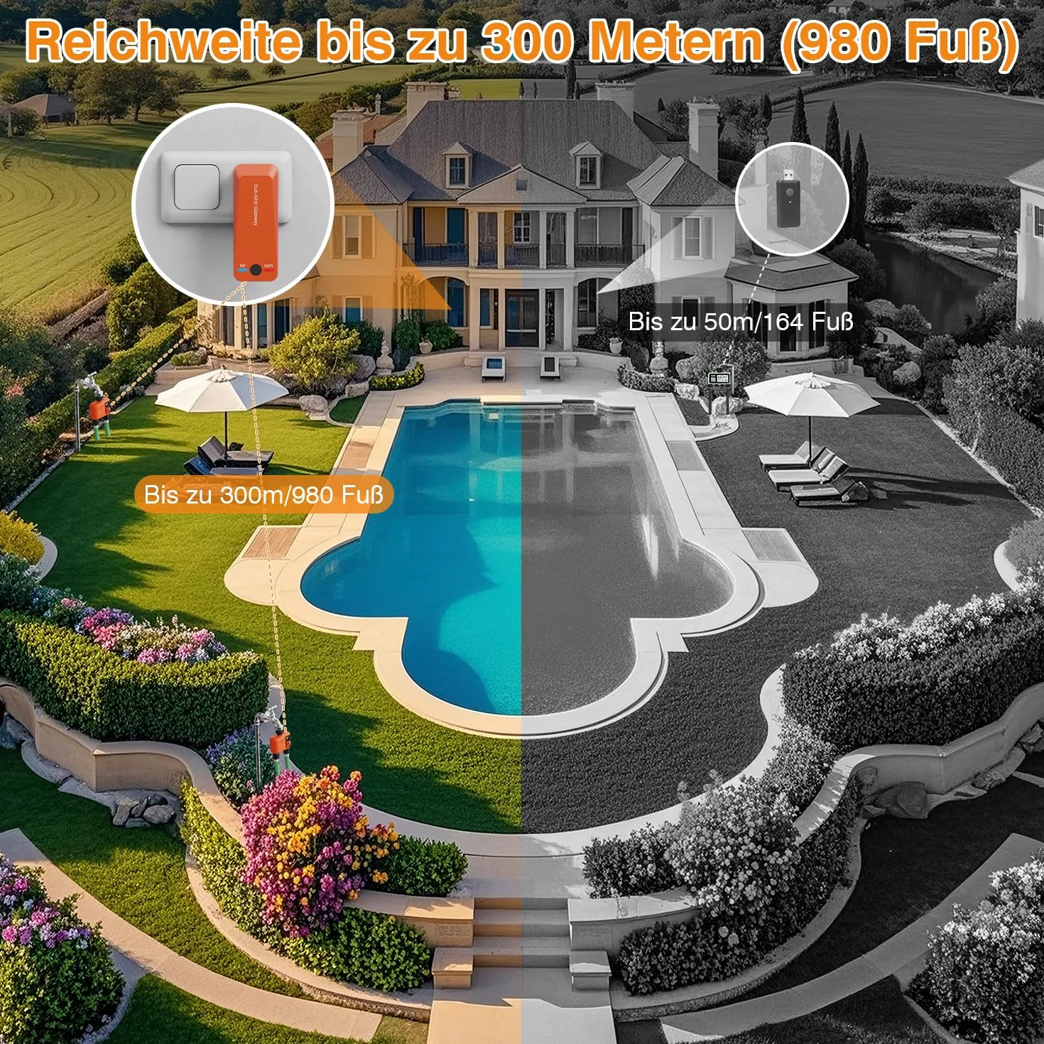Inteligentny programator nawadniania WiFi 2 wyjścia miedzi z 300 metrów RF, WiFi superzasięgu, system nawadniania ogrodu z deszcz opóźnienie, sterowanie aplikacją i głosem, automatyczny timer