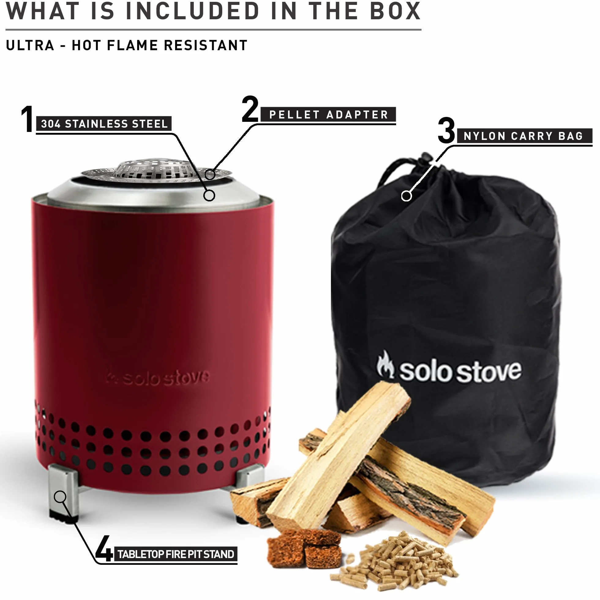 Solo Stove Mesa palenisko stołowe ze stojakiem, stal nierdzewna, na pelety i drewno, z torbą podróżną, 17,5 x 13