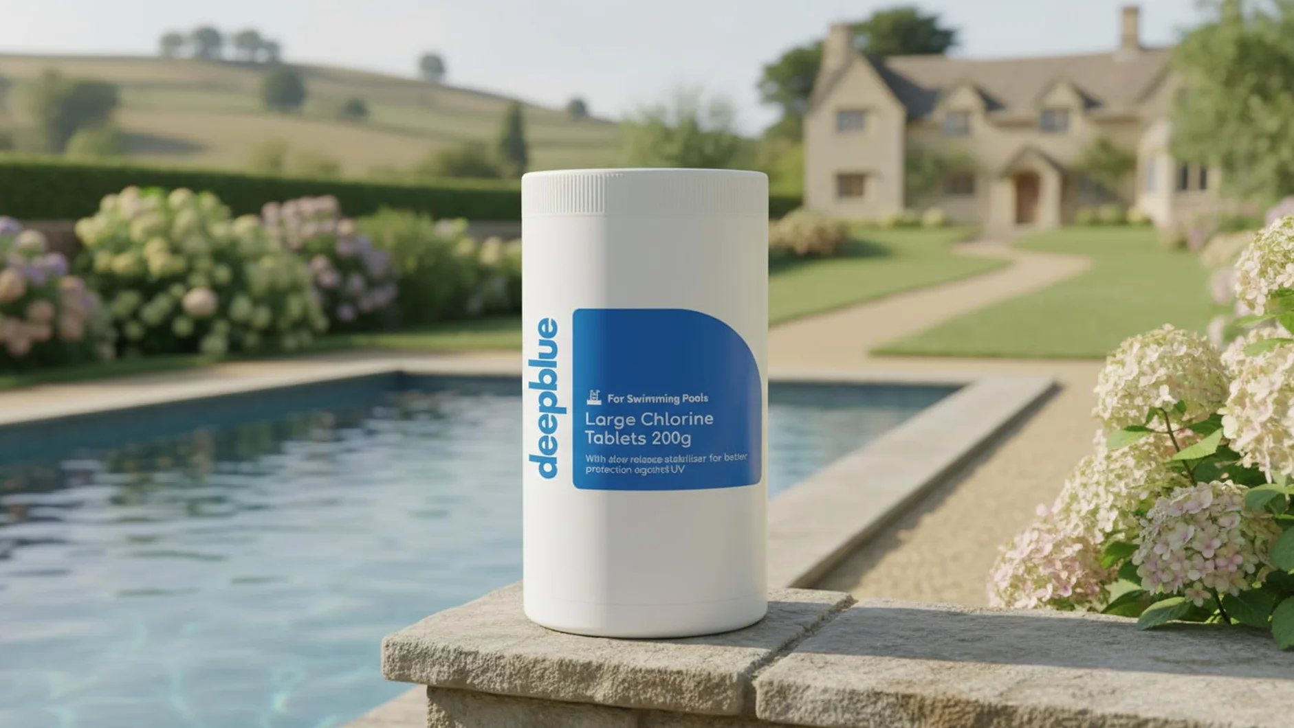 Deep Blue Professional - 200g Stabilised Chlorine Tablets 1kg Slow Release | Made in UK | Swimming Pool & Spa Water Care for Regular Pool Maintenance and Water Clarity Support