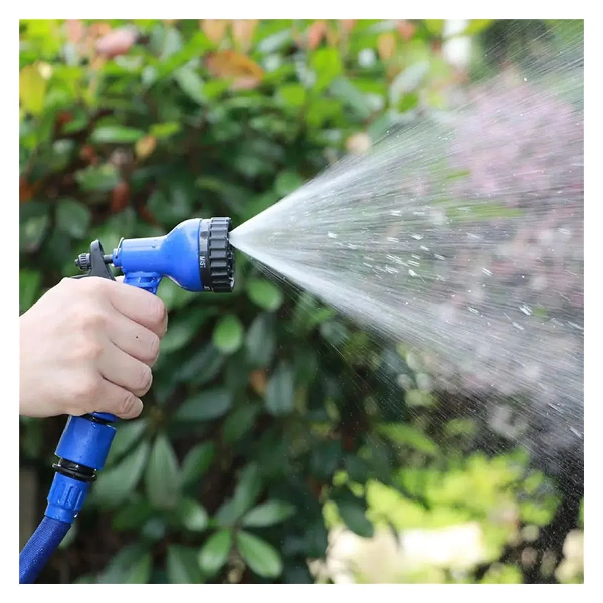 Węże Ogrodowe,Rozszerzalny Zestaw Węży Ogrodowych Elastyczny Wąż Wodny Plastikowe Węże Myjni Samochodowejet Wodny Opryskiwacz Ogrodowy Narzędzia Do Nawadniania/Niebieski/7,5M