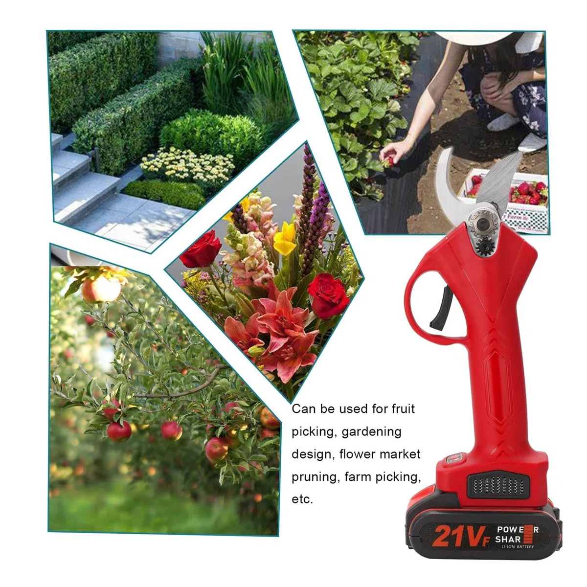 Sekatory Elektryczne Bezprzewodowy elektryczny sekator Sekator Wydajne drzewo owocowe Przycinanie gałęzi Bonsai Cutter Narzędzie do kształtowania krajobrazu(Rood)