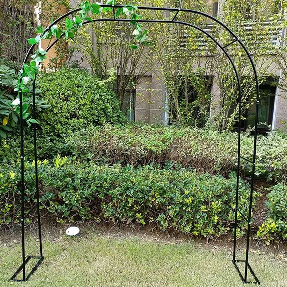 Czarna stalowa altanka ogrodowa łuk ślubny metalowa altanka Pergola rama rurowa krata brama do pnącza róże winorośli 180Cm 140Cm 240Cm szerokości,Black,W3.5M*H2.2M