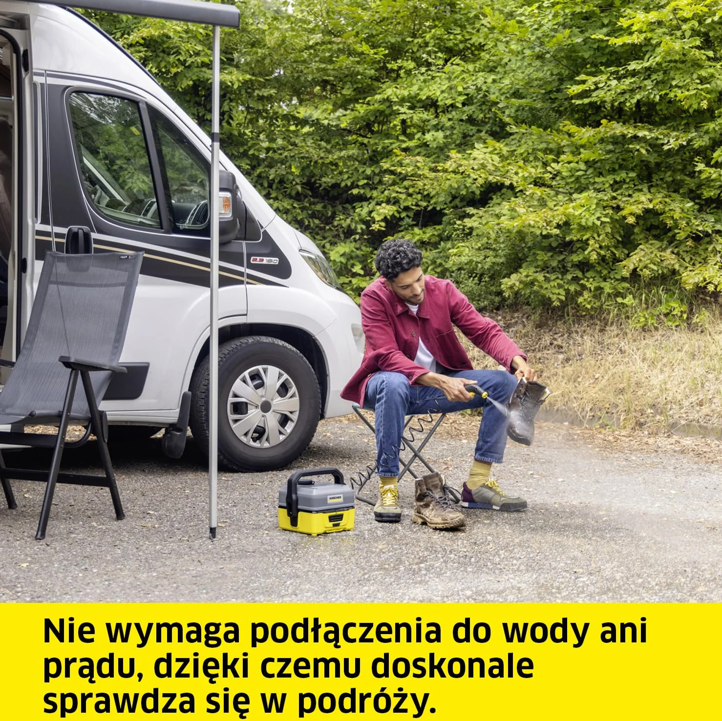 Kärcher myjka terenowa OC 3, do czyszczenia roweru, w ogrodzie i domu, ze zbiornikiem na wodę, dyszą płaskostrumieniową i kablem do ładowania